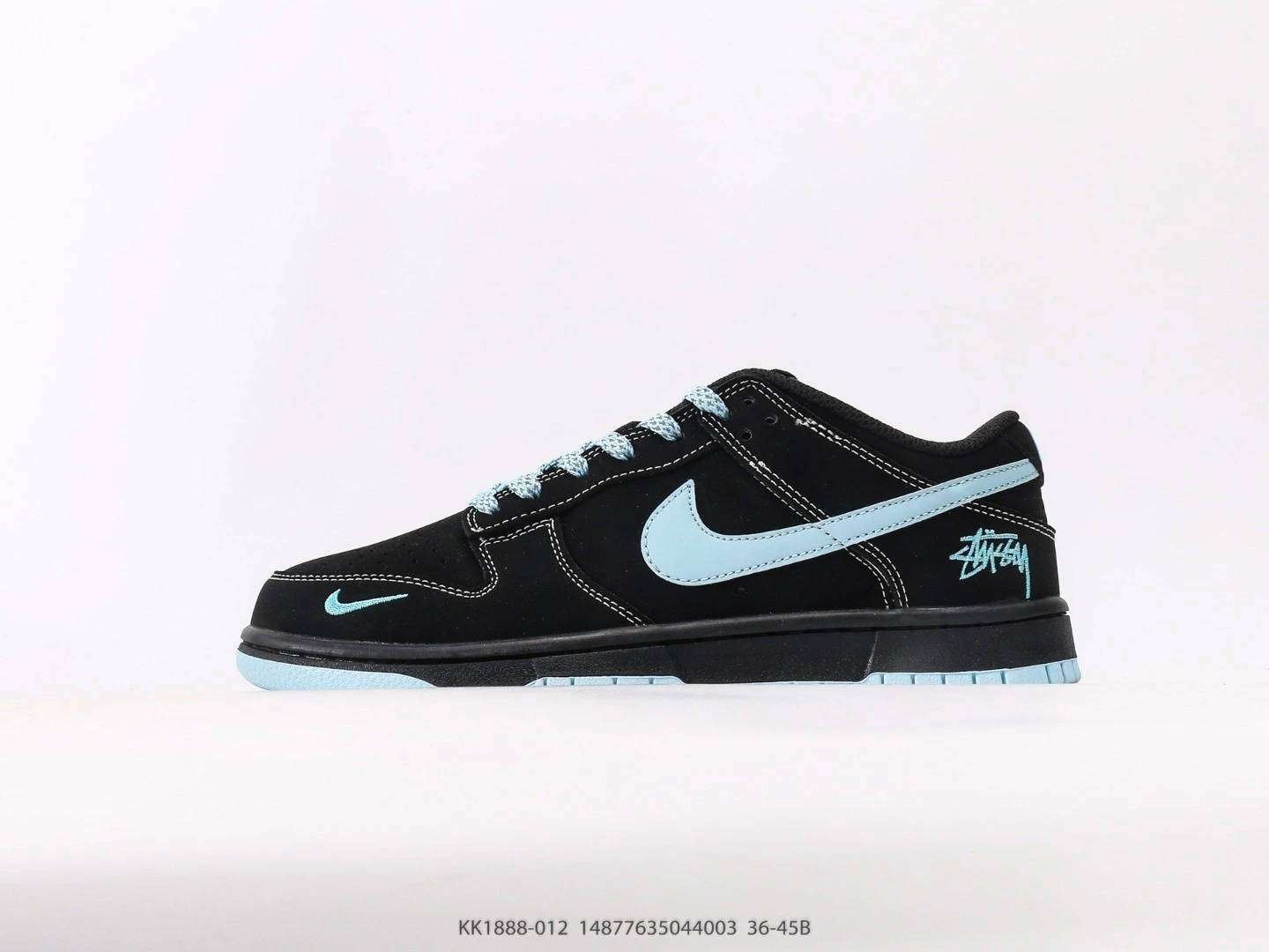 Nike SB Dunk Low Light Blue Stussy Collaboration Black Suede