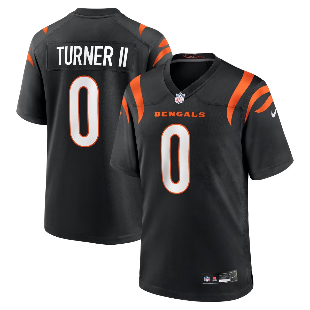Hunk Wear - DJ Turner II Cincinnati Bengals Nike Team Game Jersey - Black