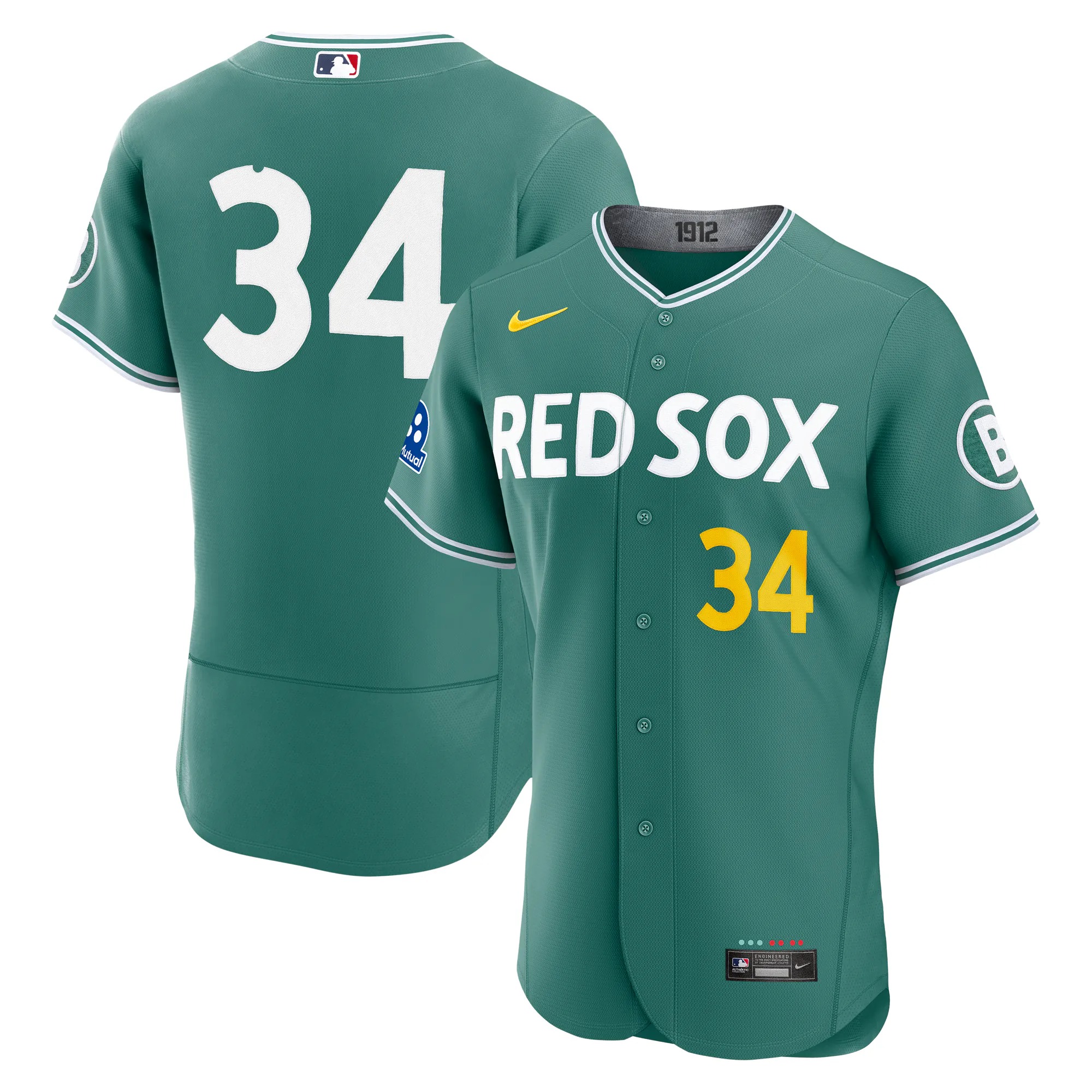 Hunk Wear - David Ortiz Boston Red Sox Nike City Connect Authentic Carry-Over Jersey with Sponsor Patch - Green