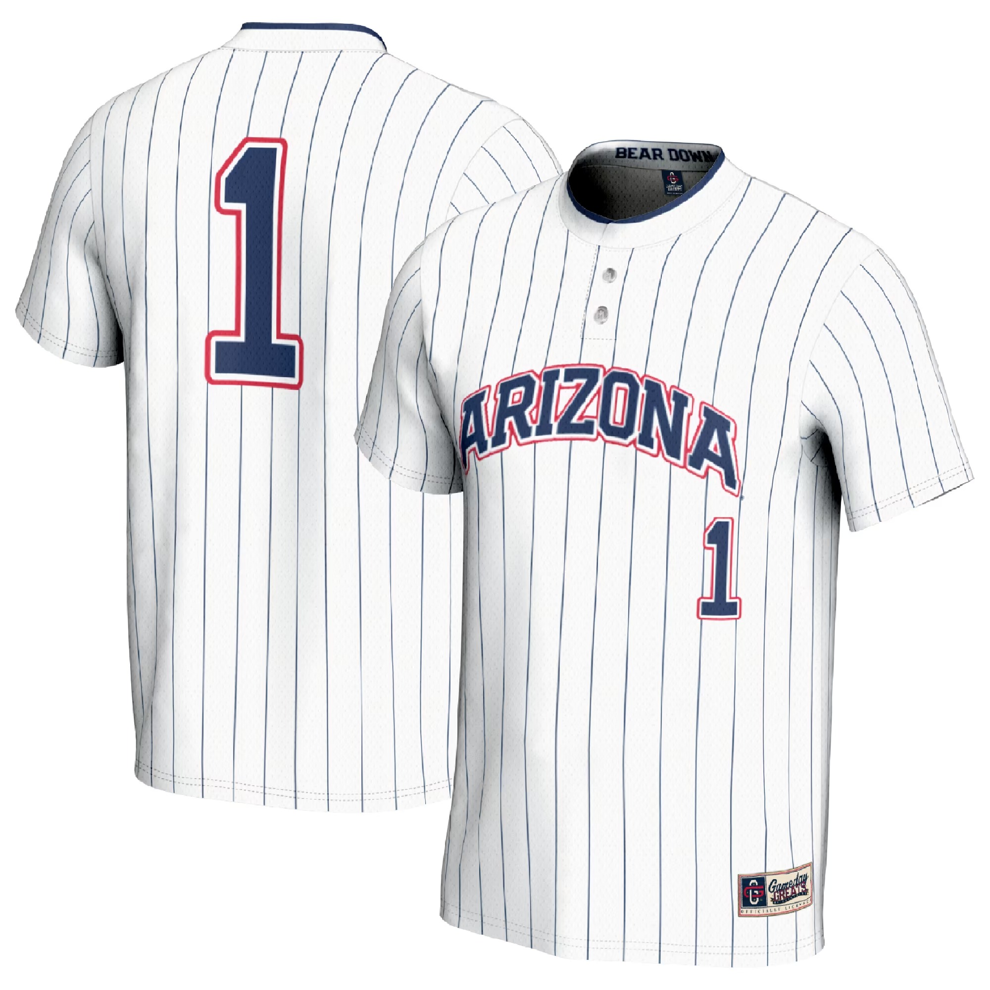 Hunk Wear - #1 Arizona Wildcats GameDay Greats Unisex Lightweight Softball Fashion Jersey - White