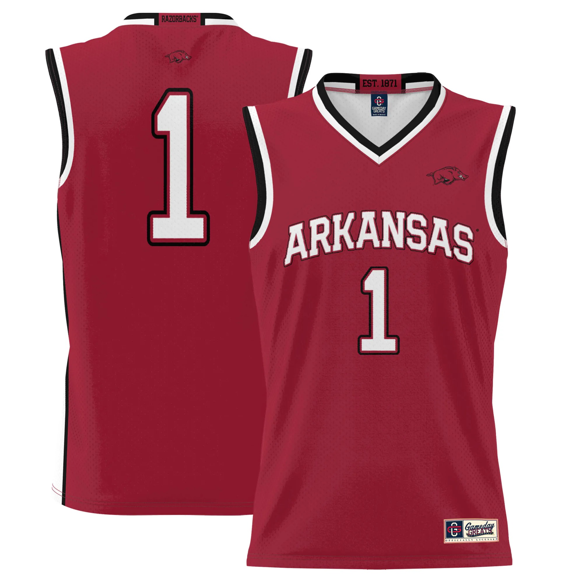 Hunk Wear - #1 Arkansas Razorbacks GameDay Greats Youth Lightweight Basketball Jersey - Cardinal