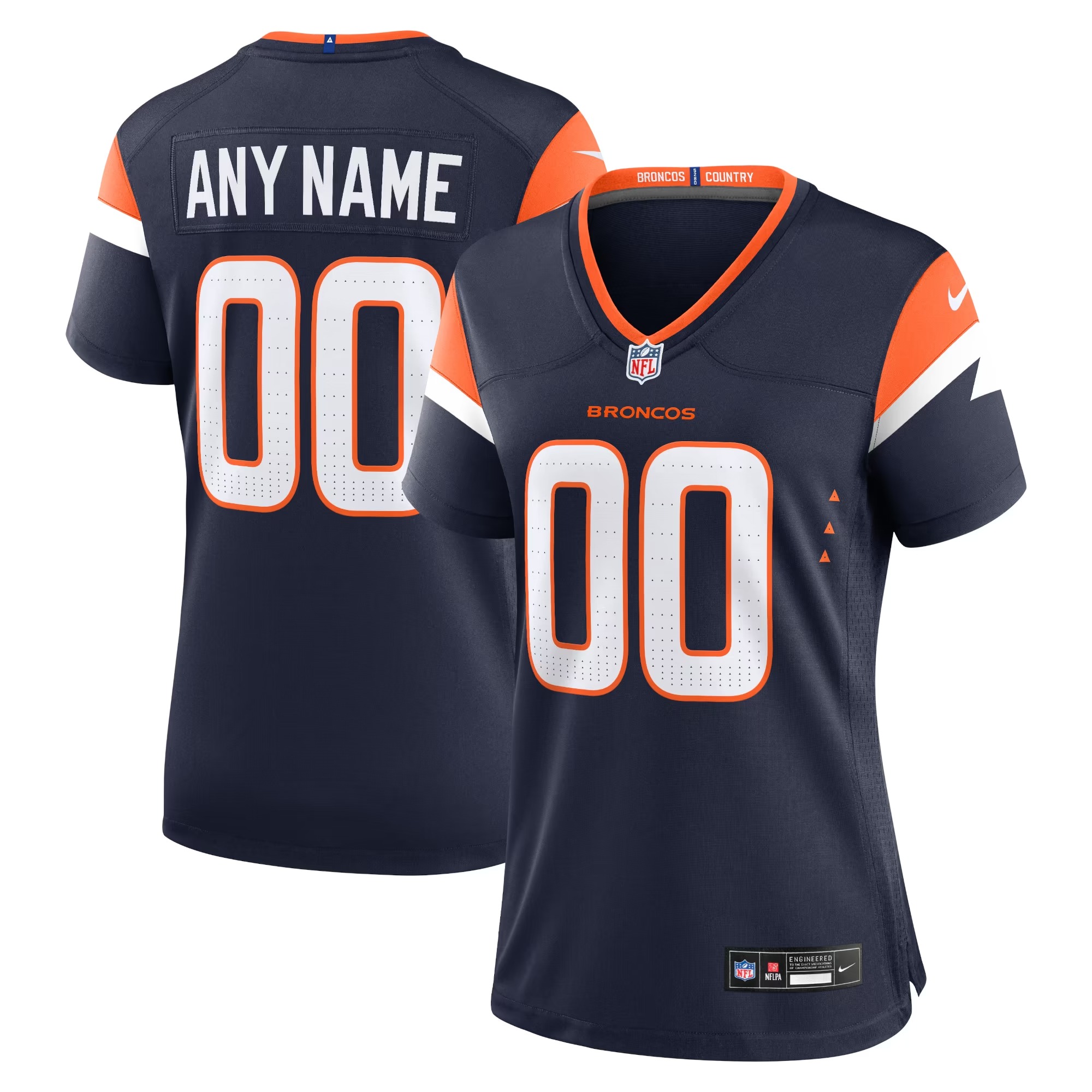 Hunk Wear - Denver Broncos Nike Women's Alternate Custom Game Jersey - Navy