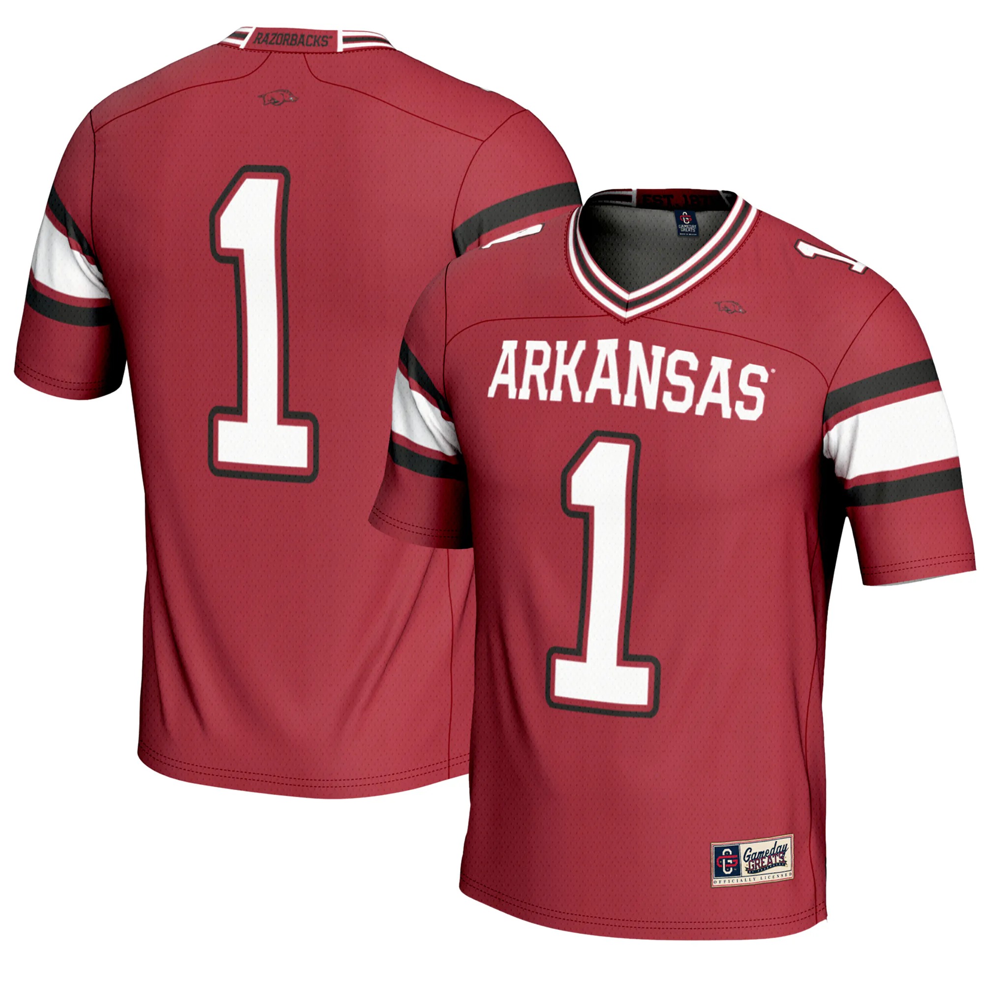 Hunk Wear - #1 Arkansas Razorbacks GameDay Greats Youth Football Jersey - Cardinal