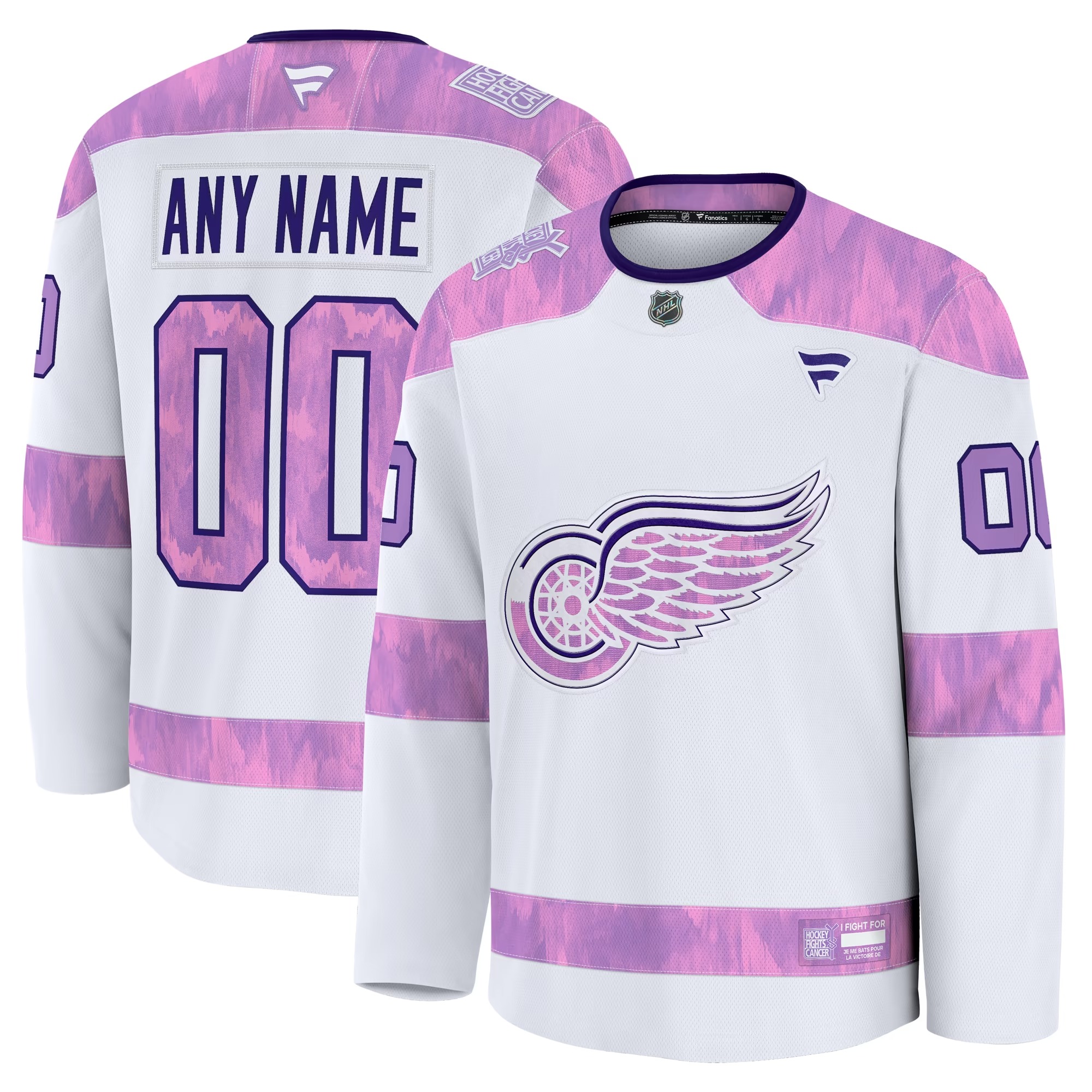 Hunk Wear - Detroit Red Wings Fanatics 2024 Hockey Fights Cancer Custom Practice Jersey - White