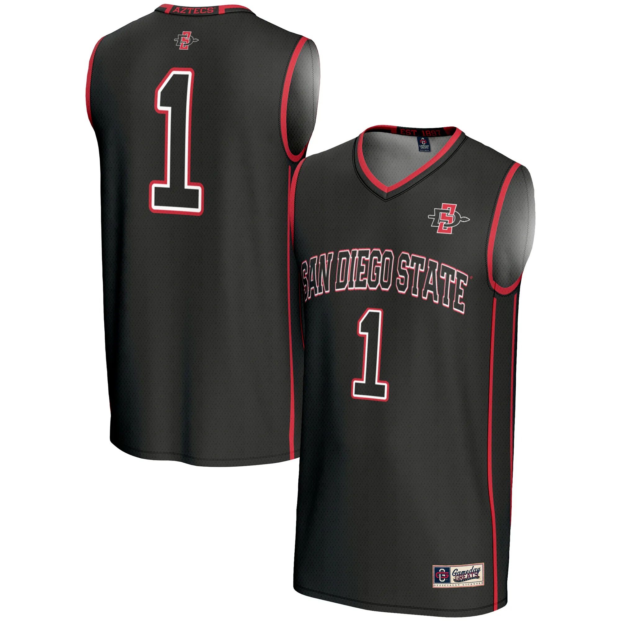 Hunk Wear - #1 San Diego State Aztecs GameDay Greats Lightweight Basketball Fashion Jersey - Black