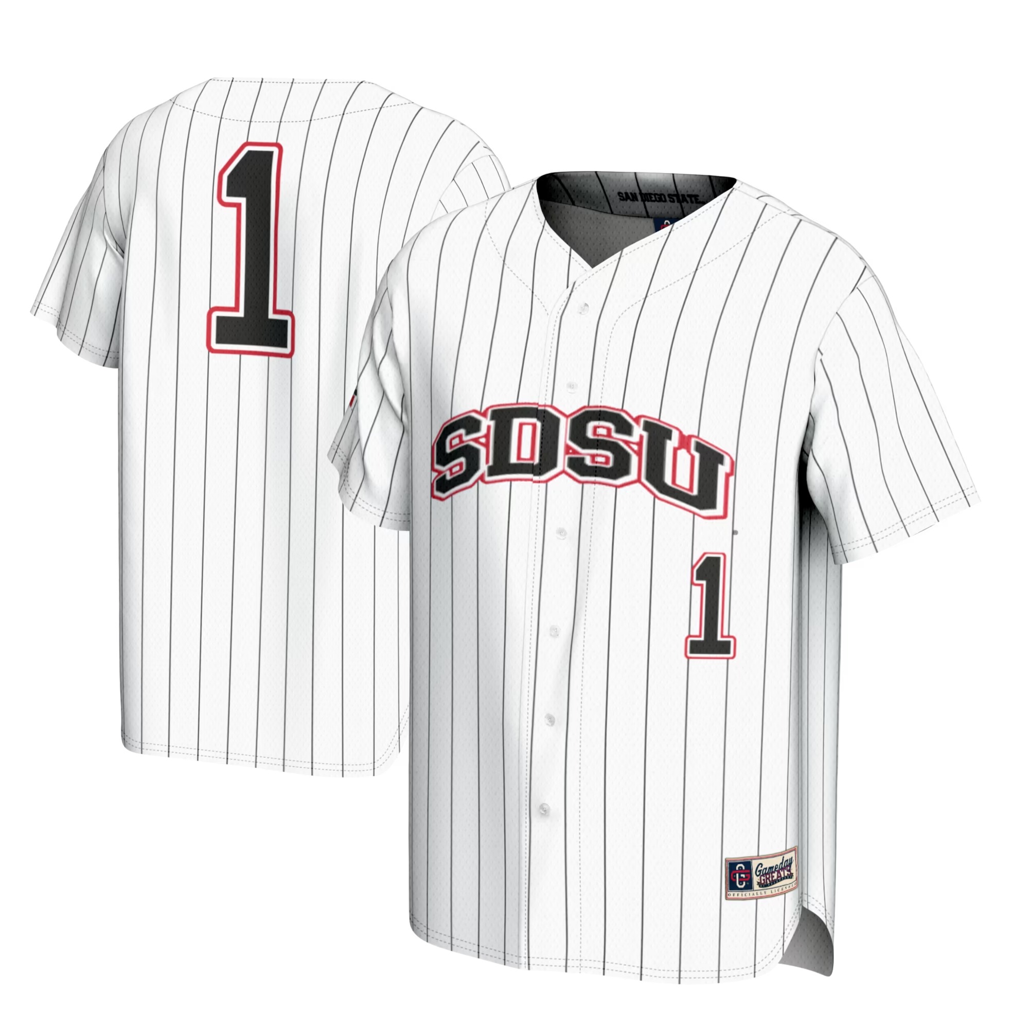 Hunk Wear - #1 San Diego State Aztecs GameDay Greats Youth Lightweight Baseball Fashion Jersey - White