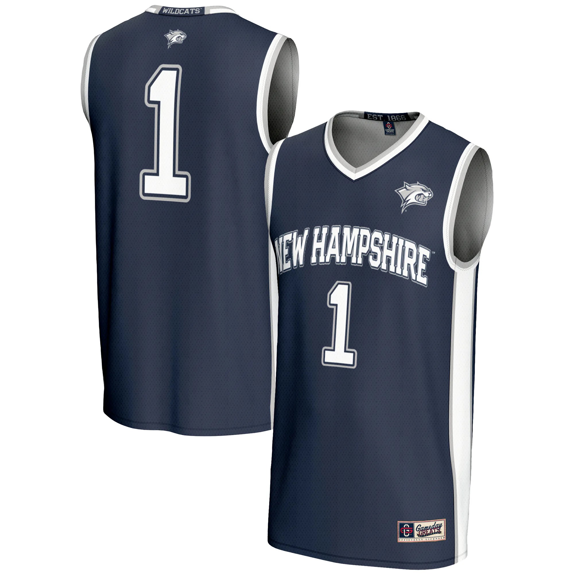 Hunk Wear - #1 New Hampshire Wildcats GameDay Greats Lightweight Basketball Jersey - Blue