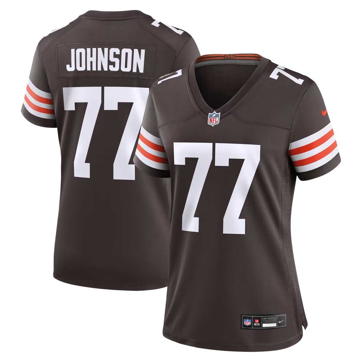 Hunk Wear - Zion Johnson Cleveland Browns Nike Women's Team Game Jersey - Brown