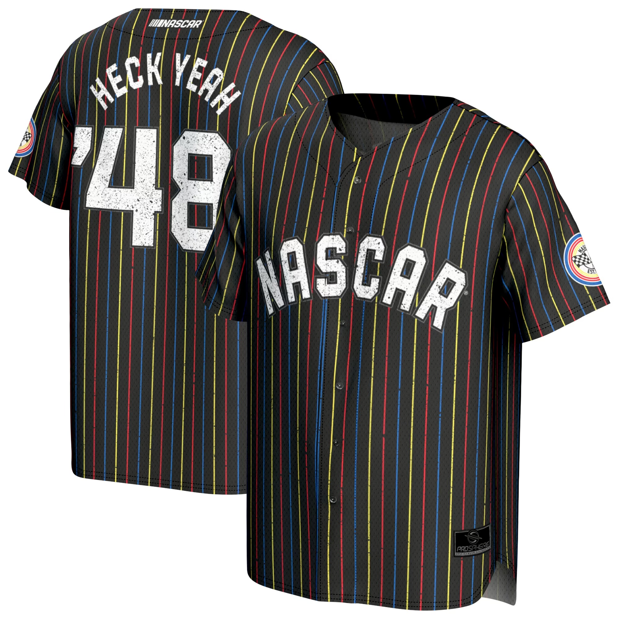 Hunk Wear - NASCAR ProSphere Youth Heck Yeah! Baseball Jersey - Black