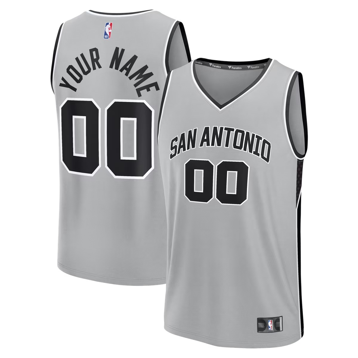 Hunk Wear - San Antonio Spurs Fanatics Youth Fast Break Custom Jersey - Statement Edition - Silver