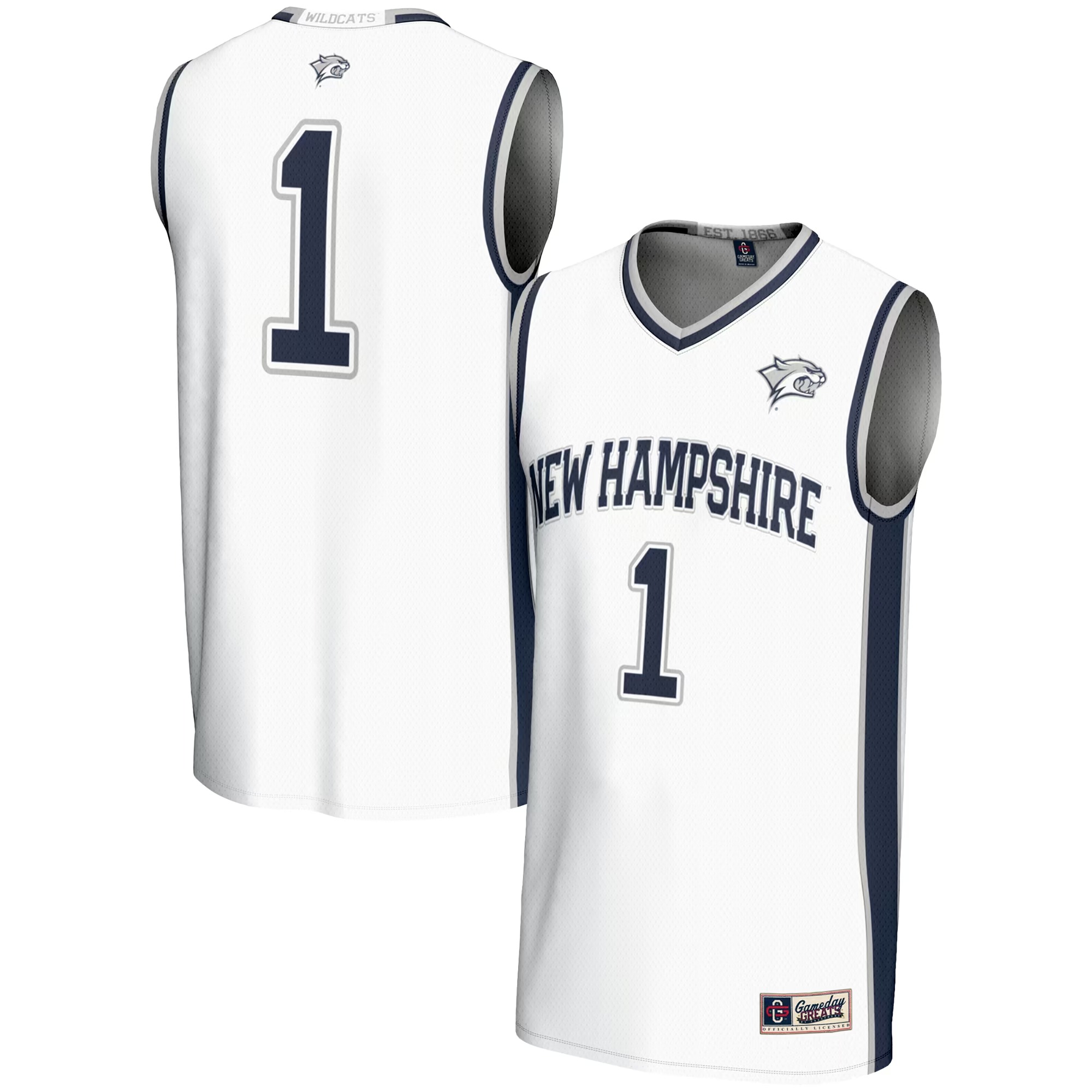Hunk Wear - #1 New Hampshire Wildcats GameDay Greats Youth Lightweight Basketball Jersey - White