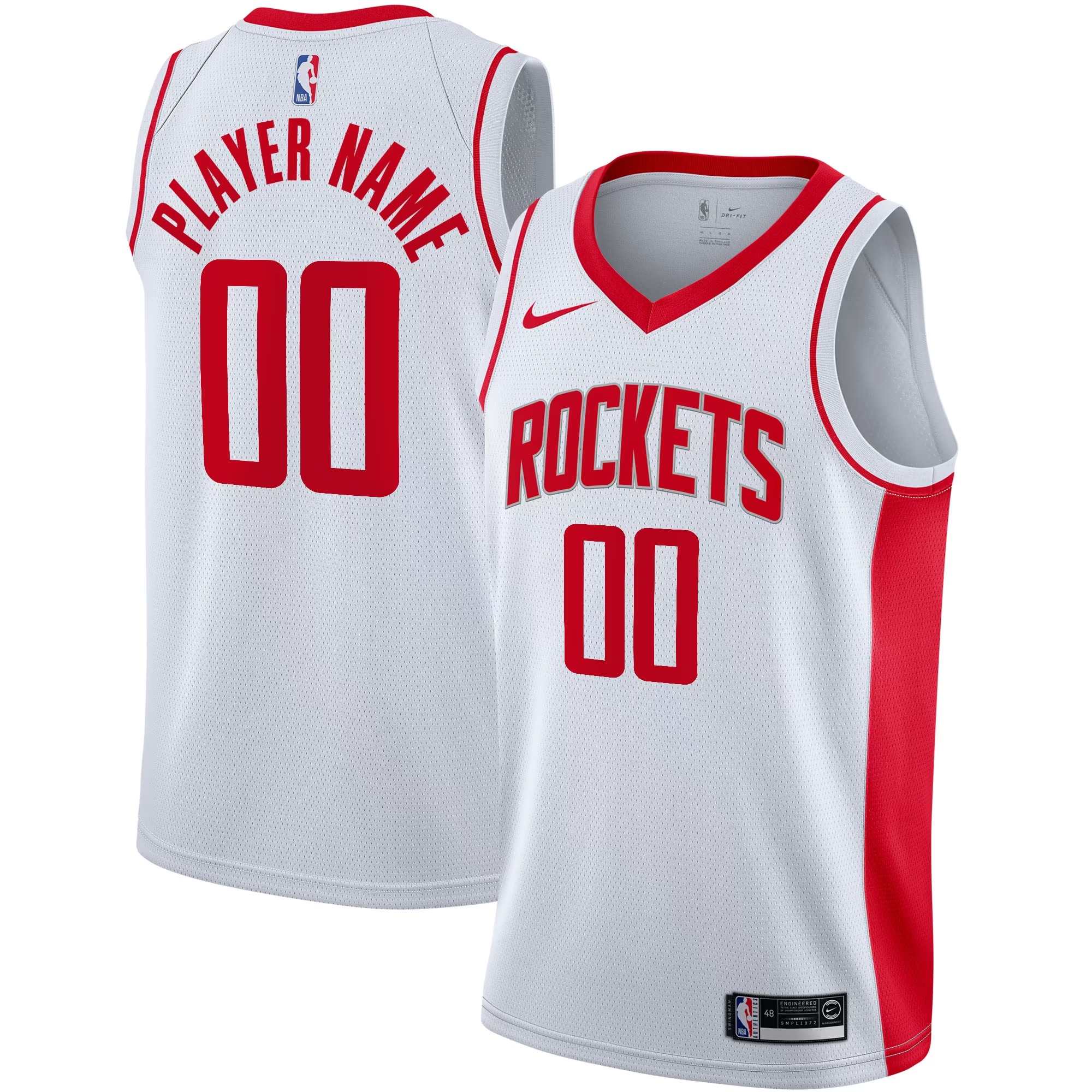 Hunk Wear - Houston Rockets Nike 2020_21 Swingman Custom Jersey - Association Edition - White