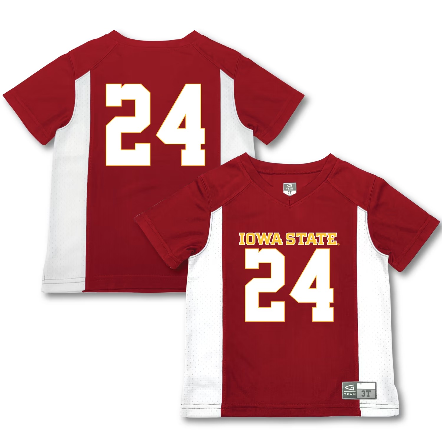 Hunk Wear - #24 Iowa State Cyclones Garb Toddler Football Jersey - Cardinal