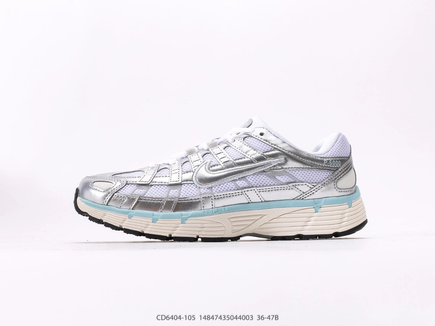 Nike P-6000 White Silver Mesh Athletic Shoes CD6404-105