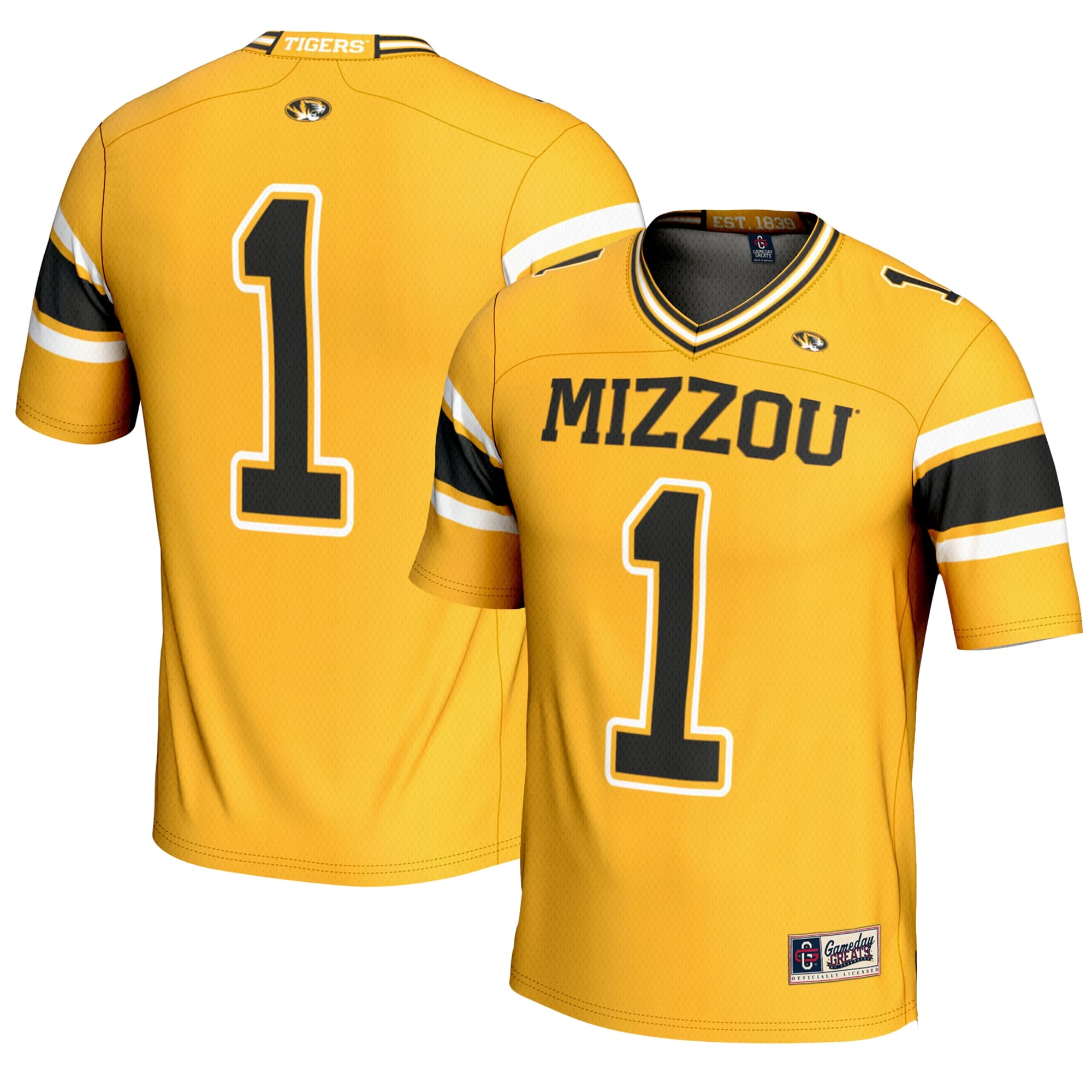 Hunk Wear - #1 Missouri Tigers GameDay Greats Youth Football Jersey - Gold