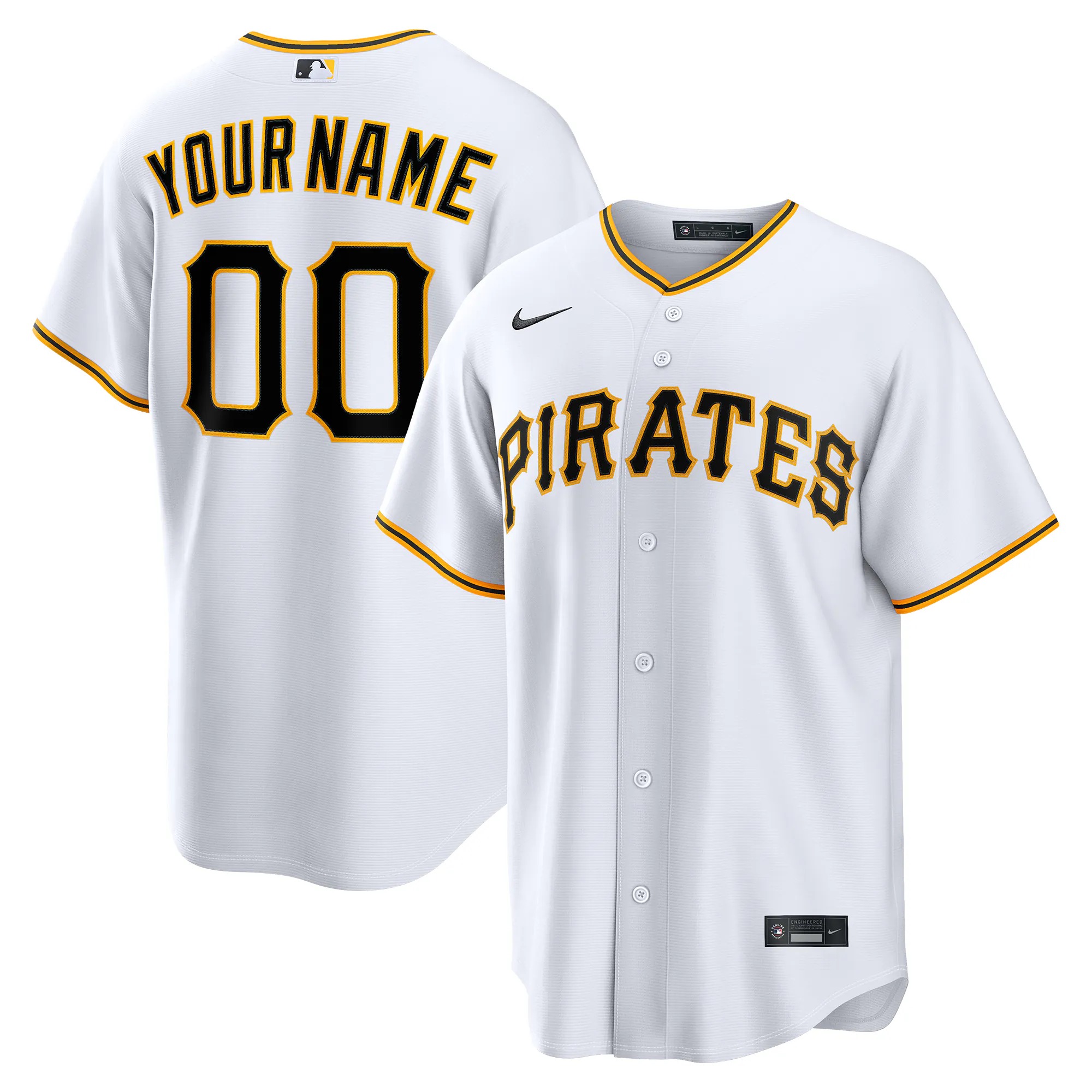 Hunk Wear - Pittsburgh Pirates Nike Home Replica Custom Jersey - White