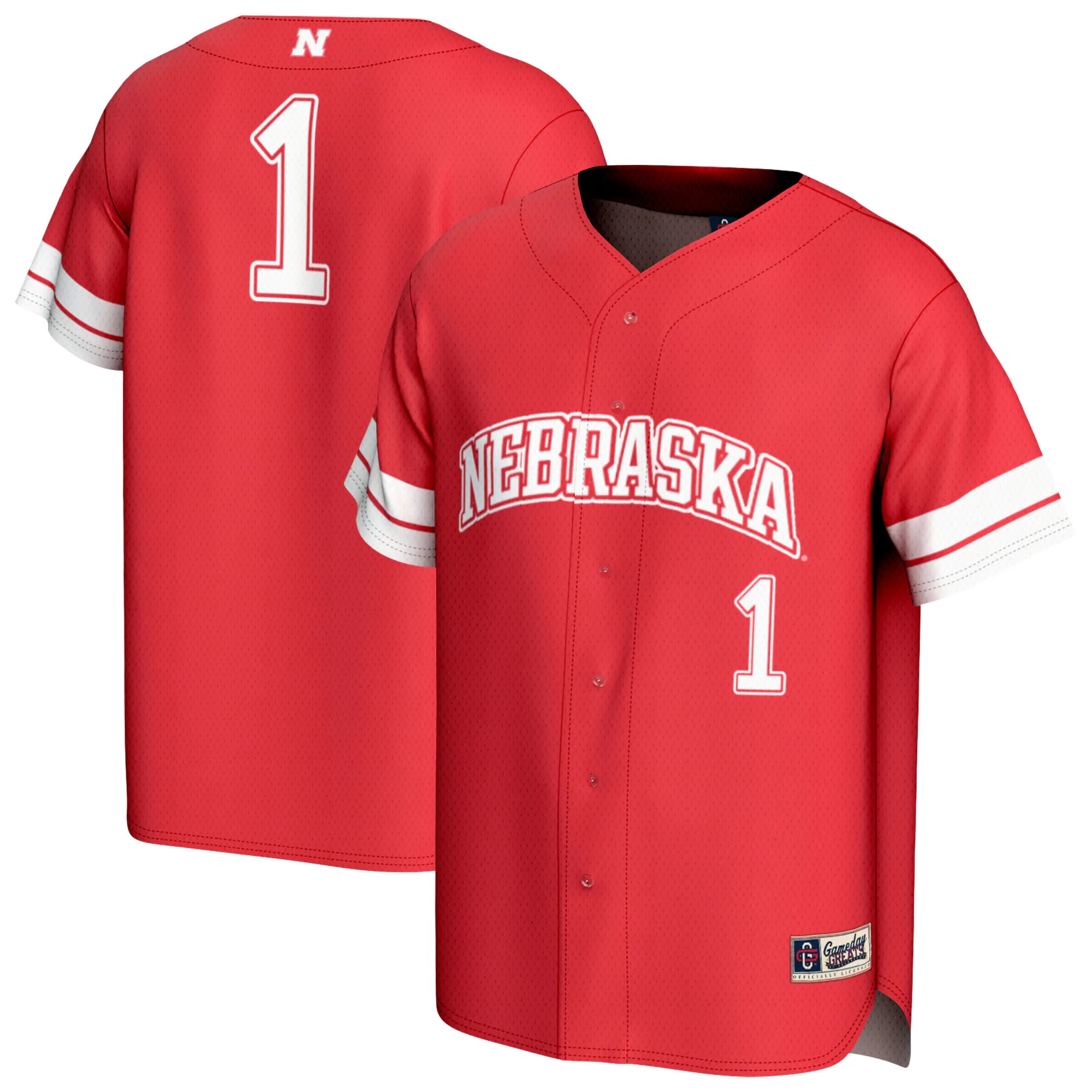 Hunk Wear - #1 Nebraska Huskers GameDay Greats Unisex Lightweight Collegiate Baseball Fashion Jersey - Scarlet
