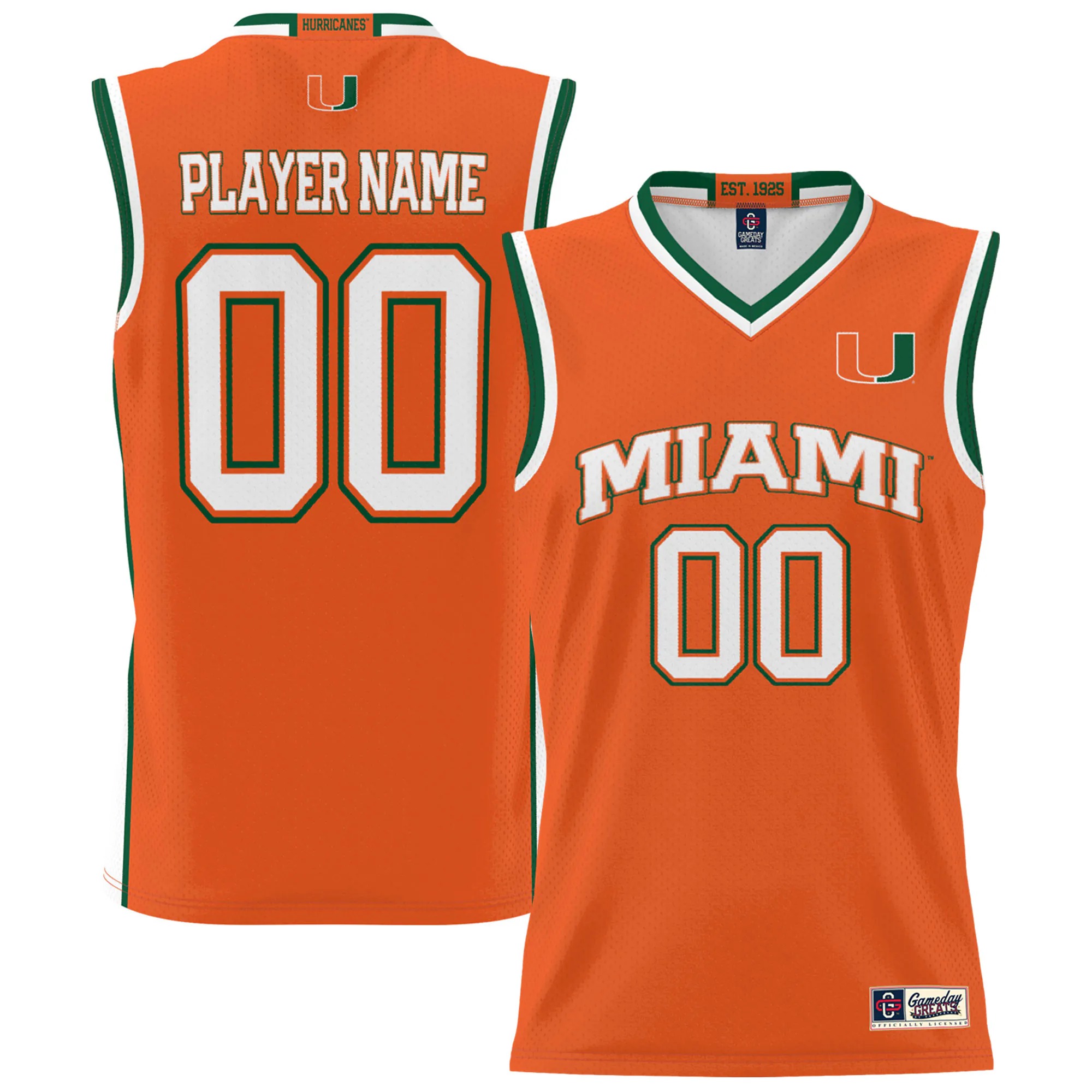 Hunk Wear - Miami Hurricanes GameDay Greats Unisex NIL Pick-A-Player Lightweight Men's Basketball Jersey - Orange