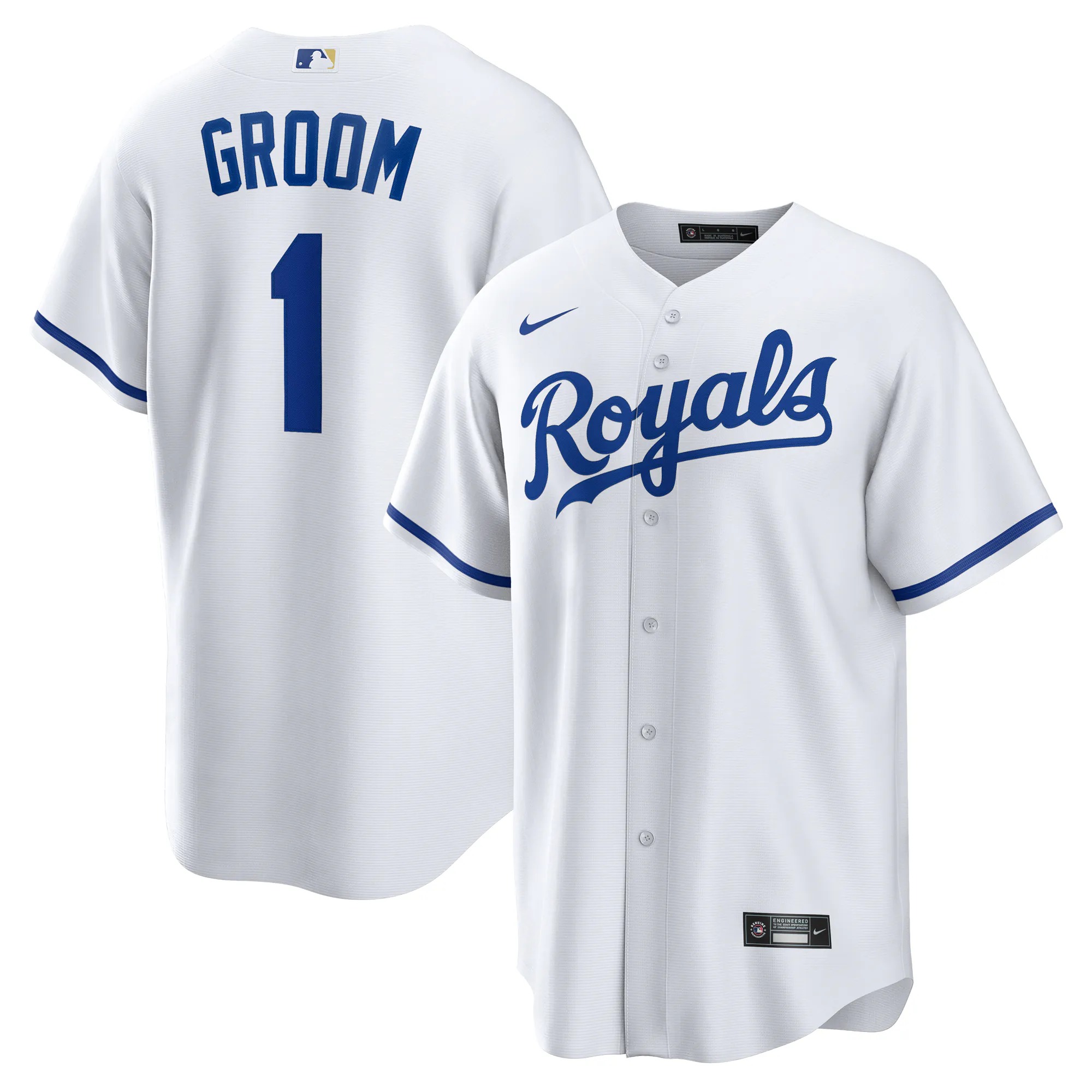 Hunk Wear - Kansas City Royals Nike #1 Groom Home Replica Jersey - White