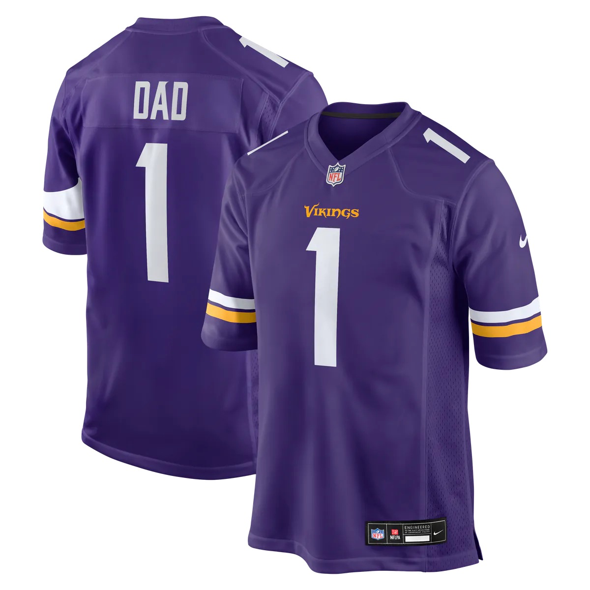 Hunk Wear - Number 1 Dad Minnesota Vikings Nike Game Jersey - Purple