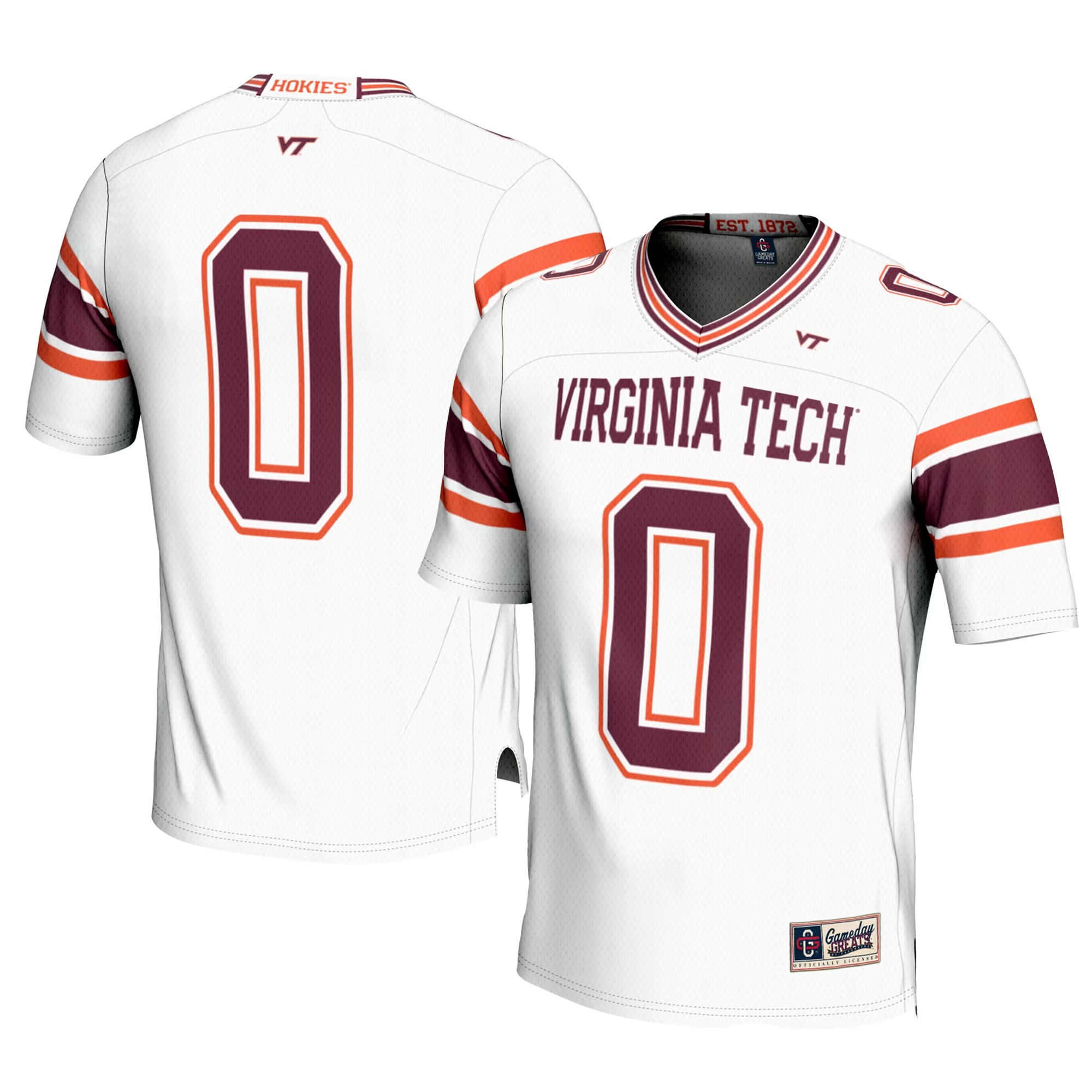 Hunk Wear - #0 Virginia Tech Hokies GameDay Greats Youth Football Jersey - White