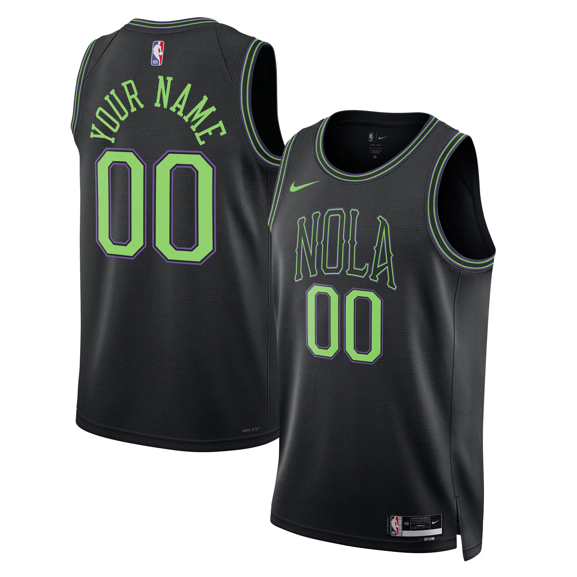 Hunk Wear - New Orleans Pelicans Nike Unisex 2025_26 City Edition Swingman Custom Jersey - Black