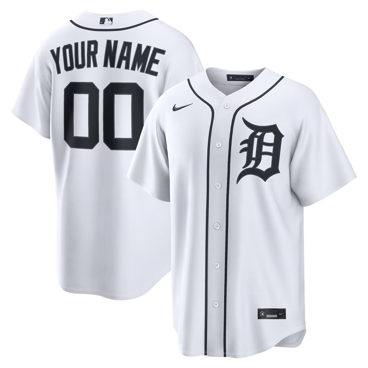 Hunk Wear - Detroit Tigers Nike Home Replica Custom Jersey - White