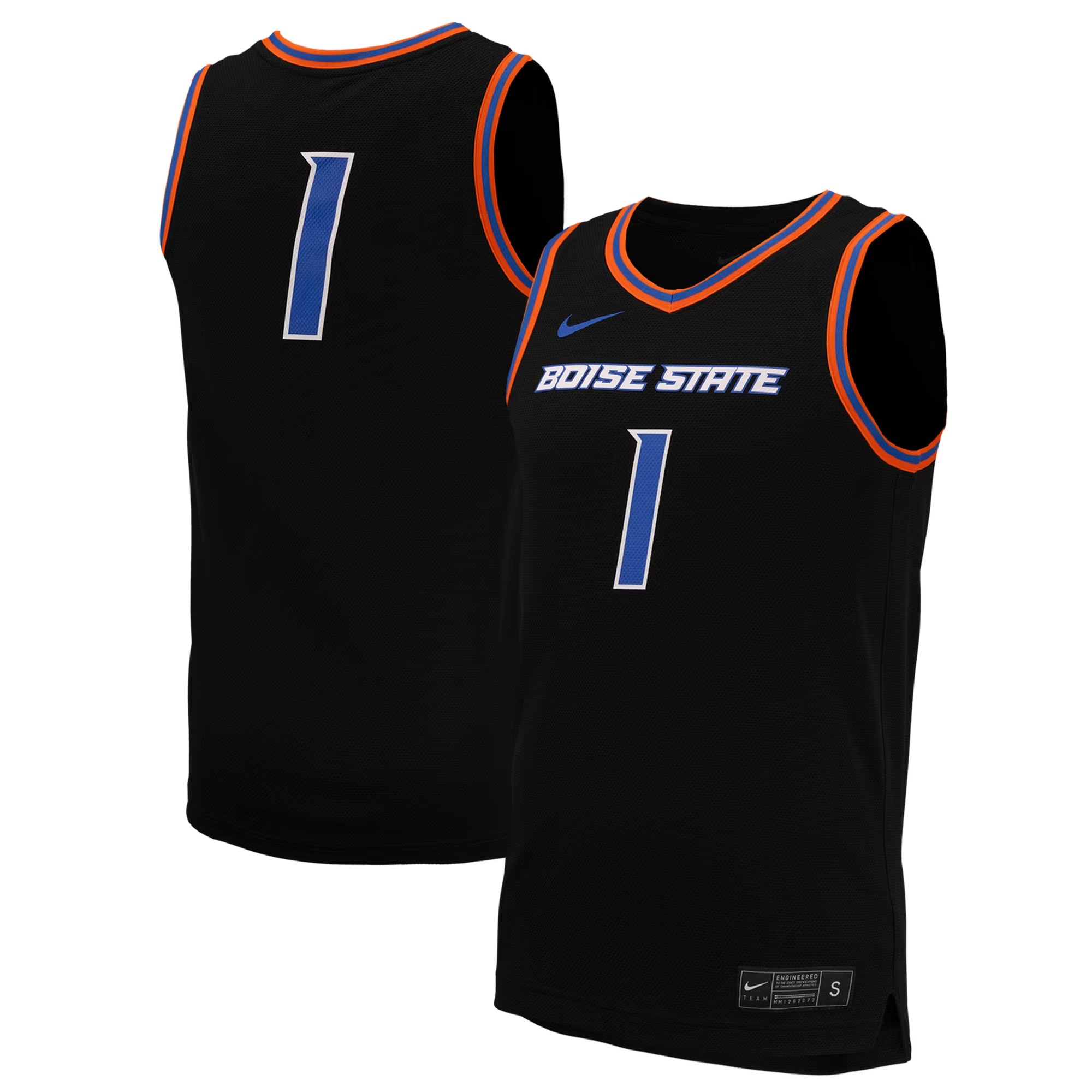 Hunk Wear - #1 Boise State Broncos Nike Replica Basketball Jersey - Black