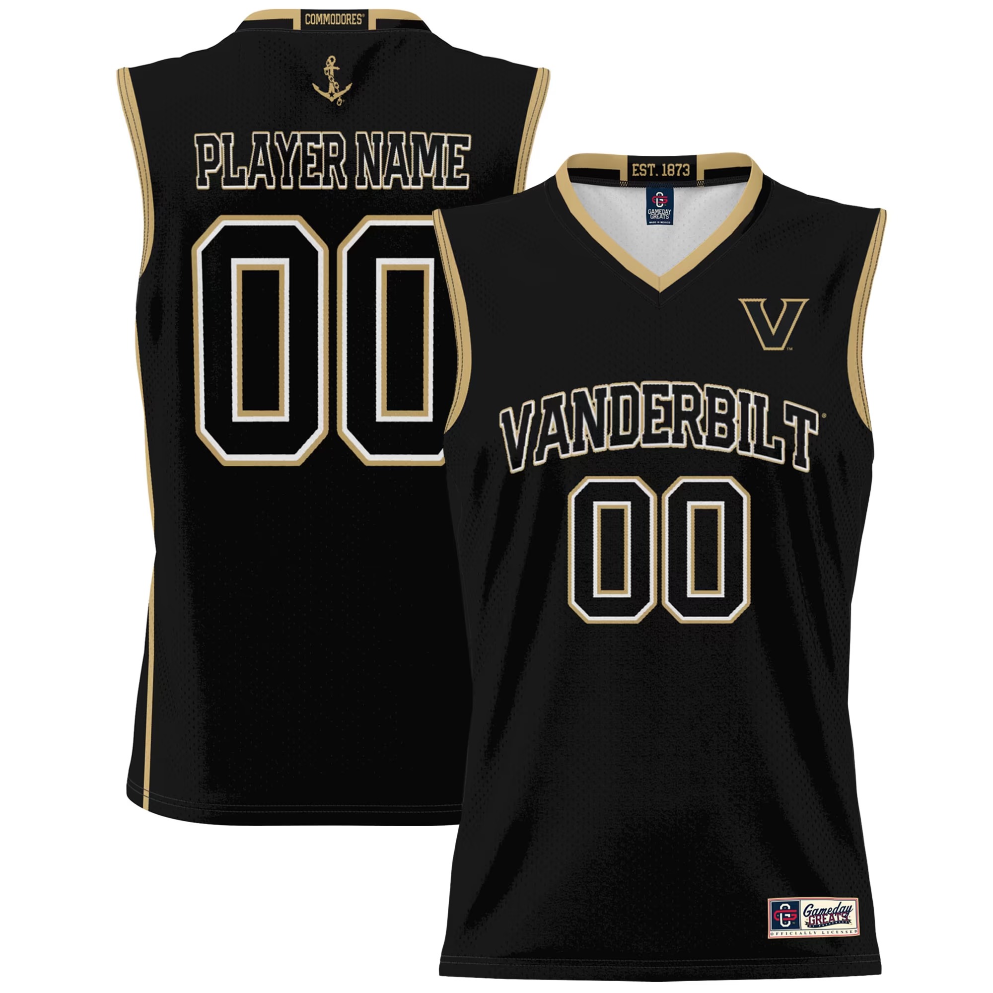 Hunk Wear - Vanderbilt Commodores GameDay Greats NIL Pick-A-Player Men's Basketball Jersey - Black