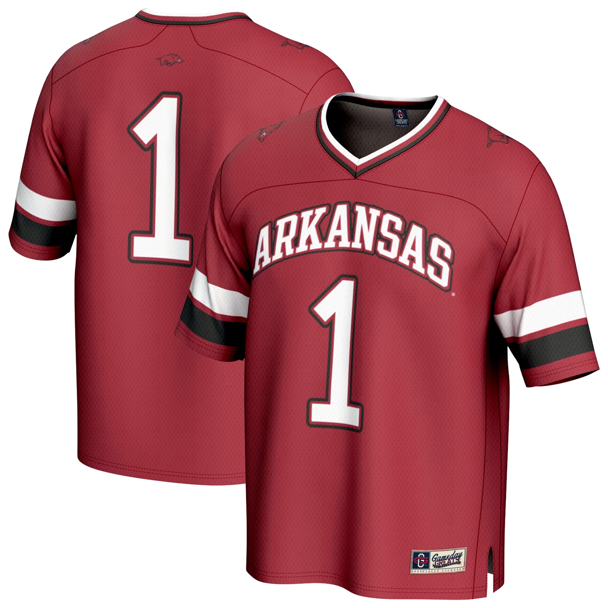 Hunk Wear - #1 Arkansas Razorbacks GameDay Greats Youth Lightweight Collegiate Football Fashion Jersey - Cardinal
