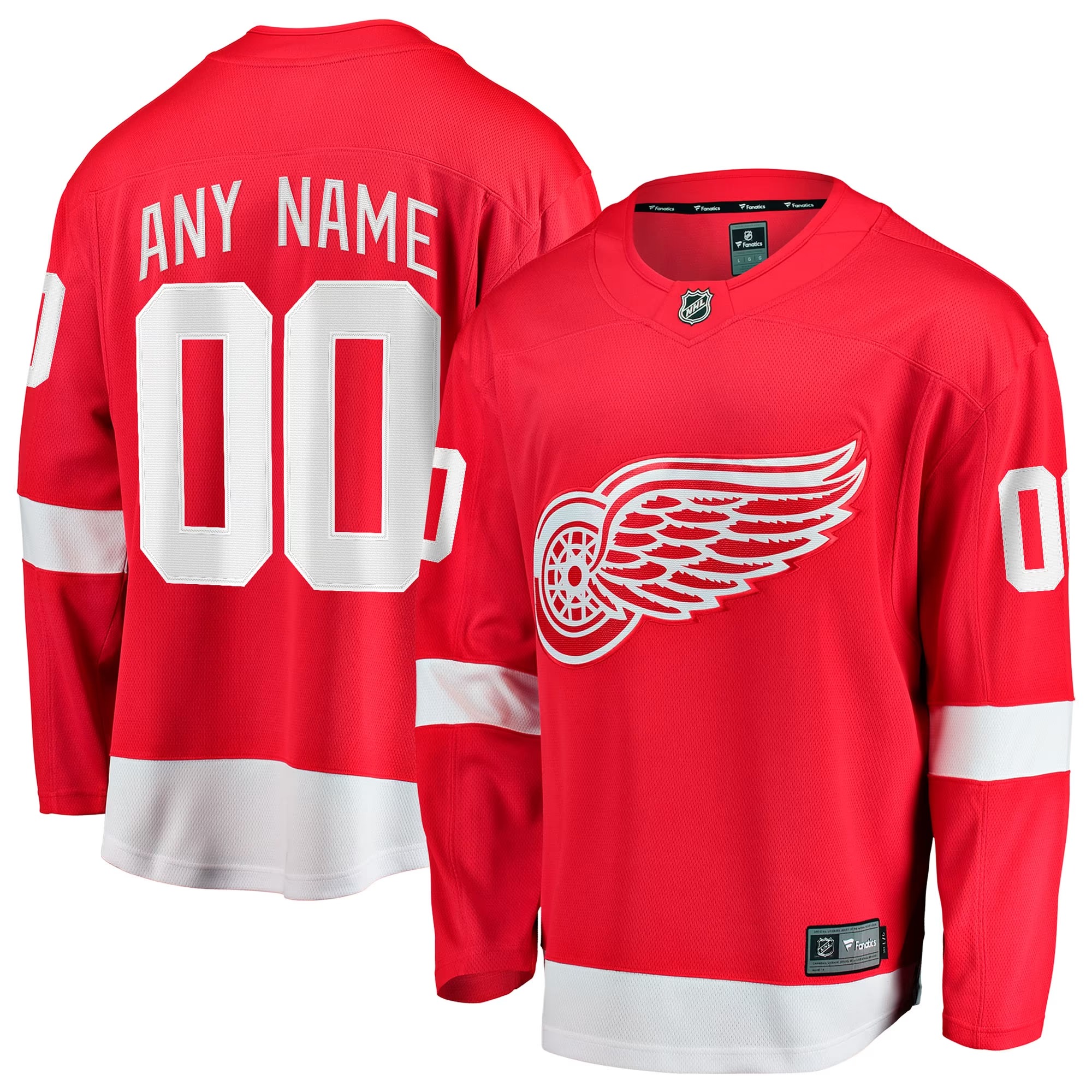 Hunk Wear - Detroit Red Wings Fanatics Home Breakaway Custom Jersey - Red