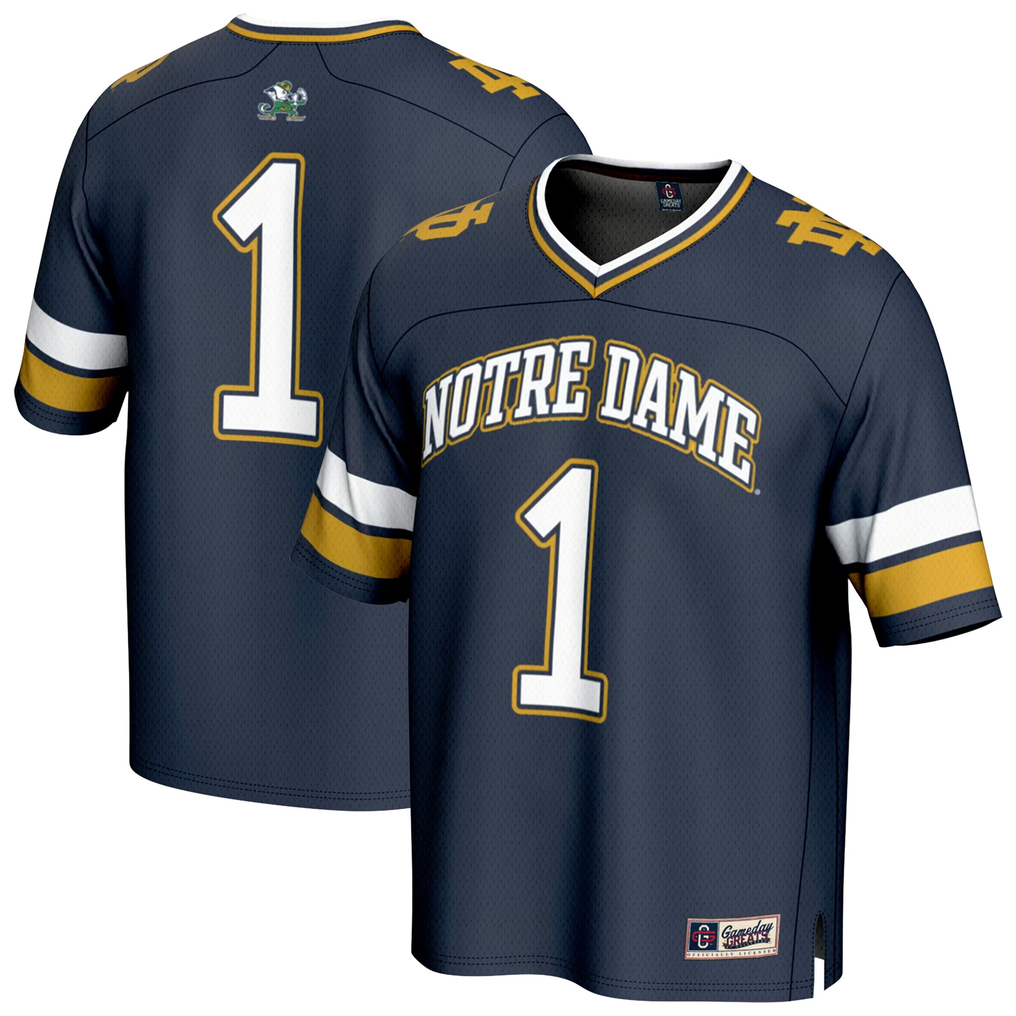 Hunk Wear - #1 Notre Dame Fighting Irish GameDay Greats Youth Lightweight Collegiate Football Fashion Jersey - Navy