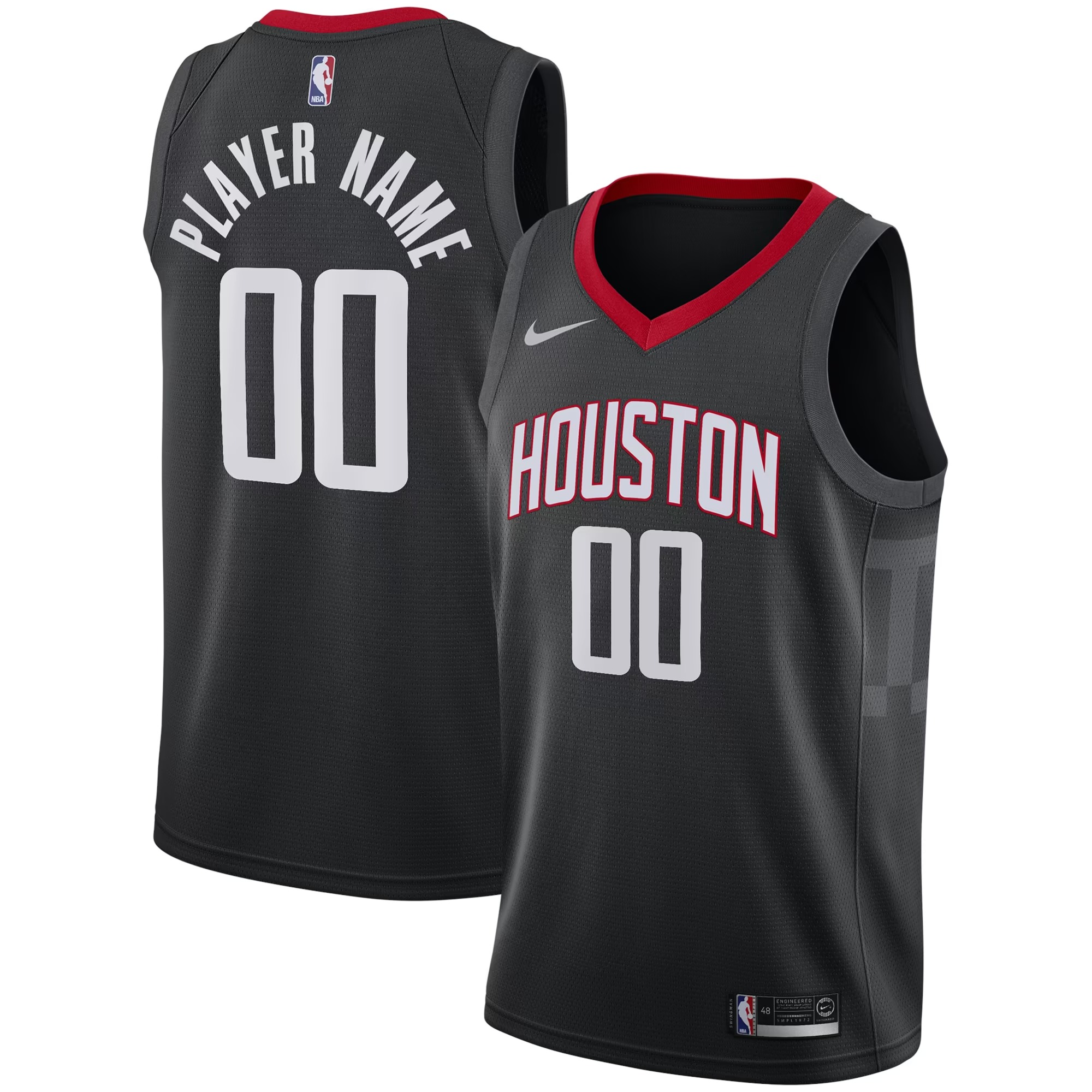 Hunk Wear - Houston Rockets Nike Swingman Custom Jersey Black - Statement Edition