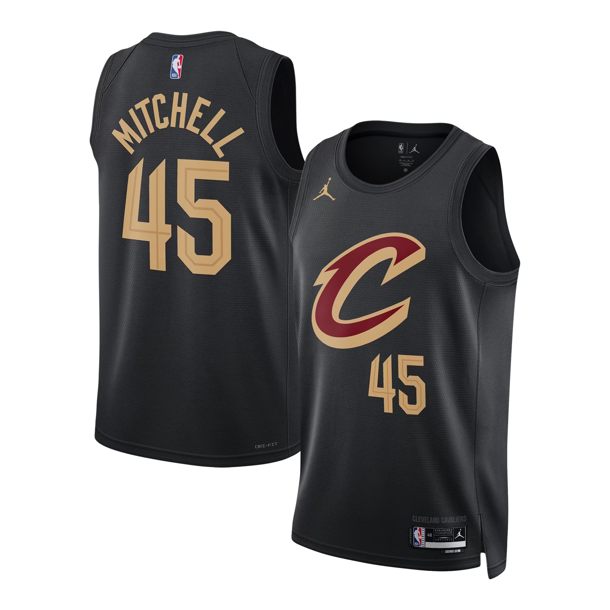 Hunk Wear - Donovan Mitchell Cleveland Cavaliers Jordan Brand Unisex Swingman Jersey - Statement Edition - Black