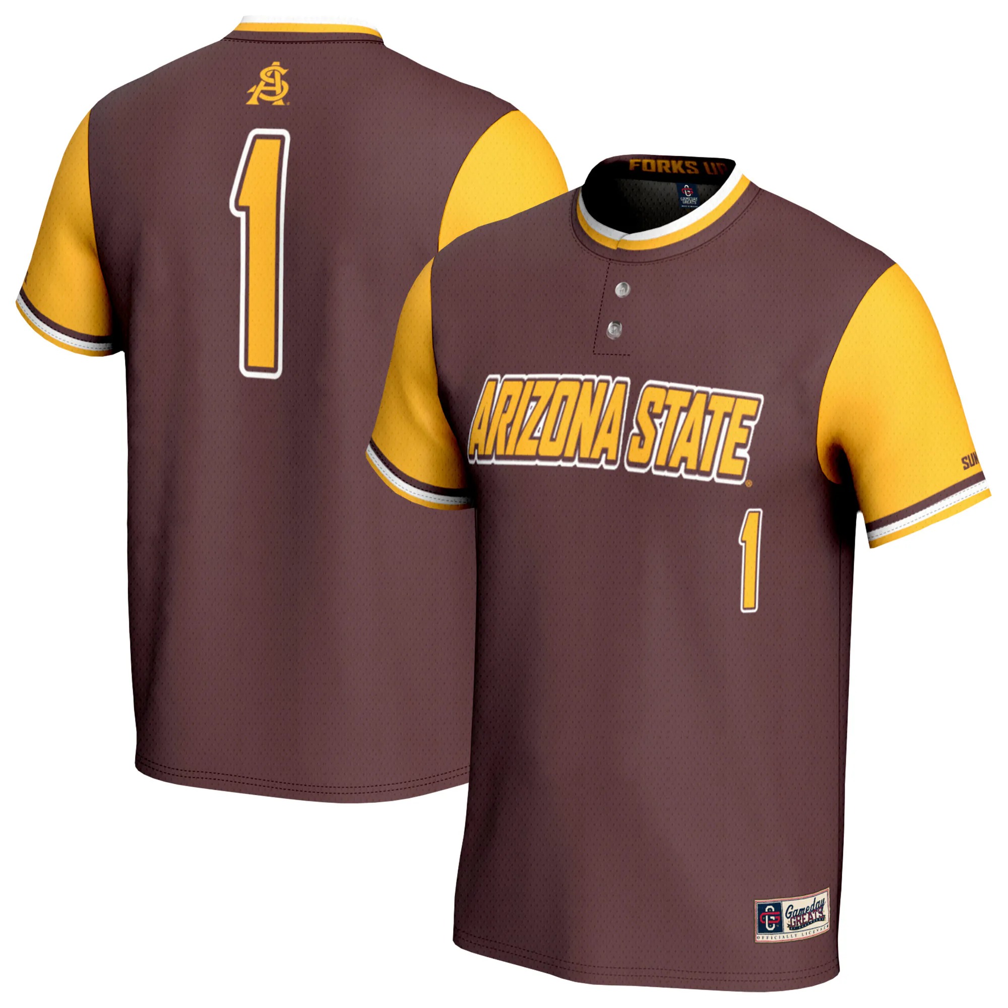 Hunk Wear - #1 Arizona State Sun Devils GameDay Greats Unisex Lightweight Collegiate Softball Fashion Jersey - Maroon