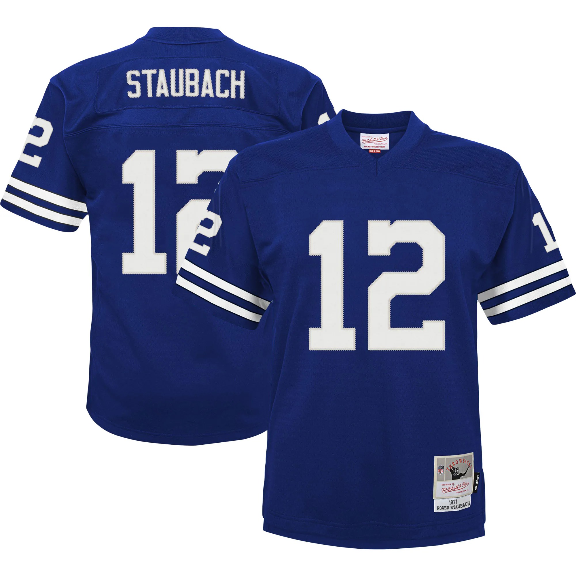 Hunk Wear - Roger Staubach Dallas Cowboys Mitchell & Ness Youth Retired Player Legacy Jersey - Royal