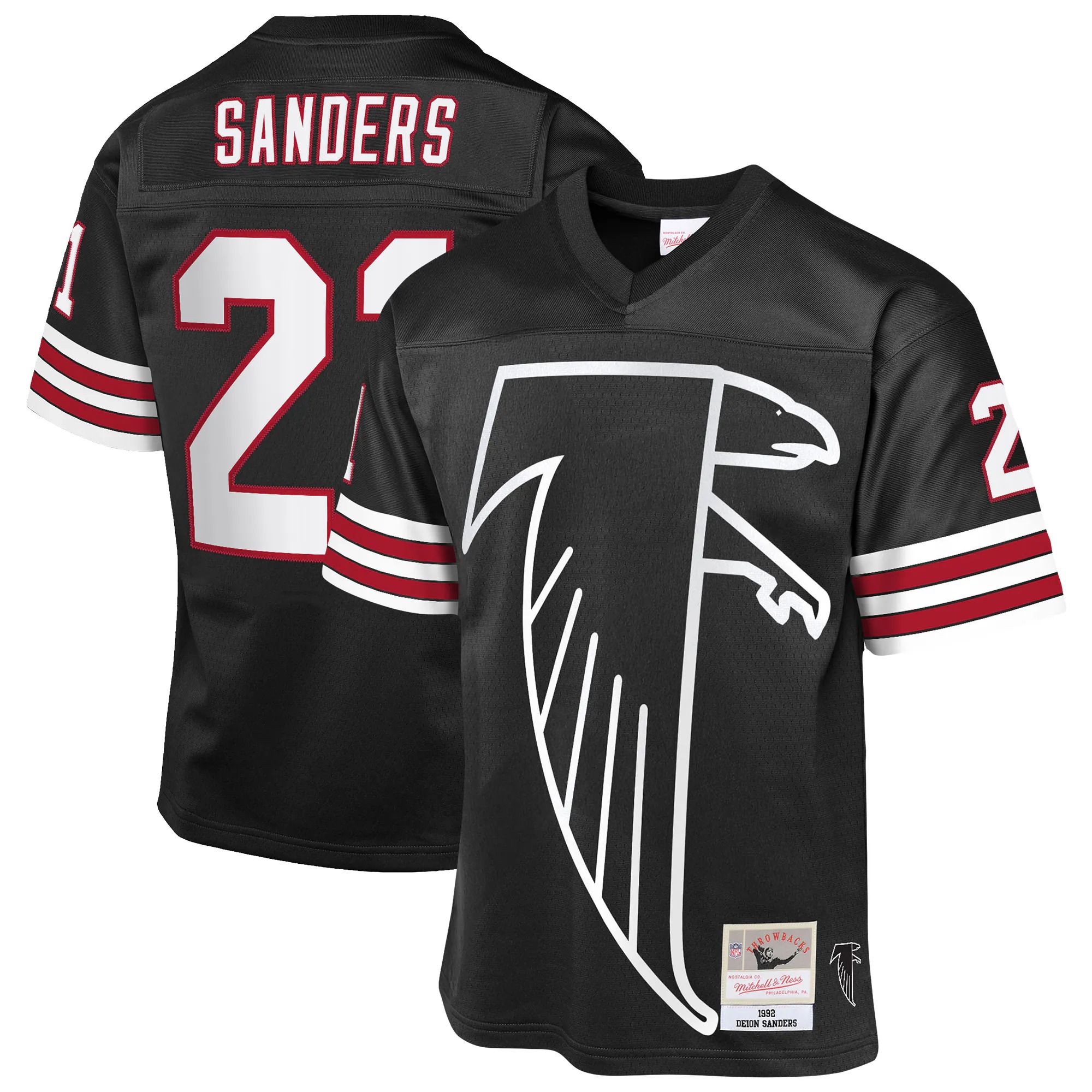 Hunk Wear - Deion Sanders Atlanta Falcons Mitchell & Ness Youth 1992 Throwback Fashion Jersey - Black