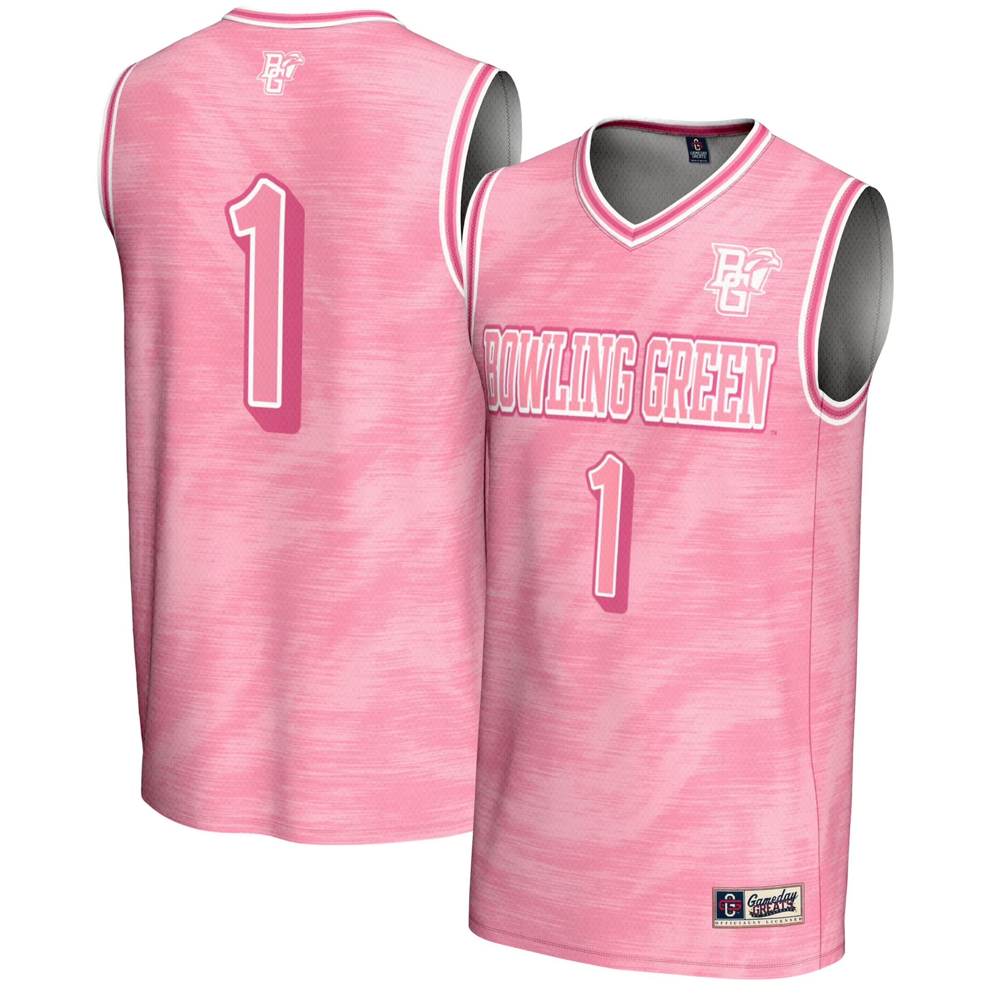 Hunk Wear - #1 Bowling Green St. Falcons GameDay Greats Youth Lightweight Basketball Fashion Jersey - Pink
