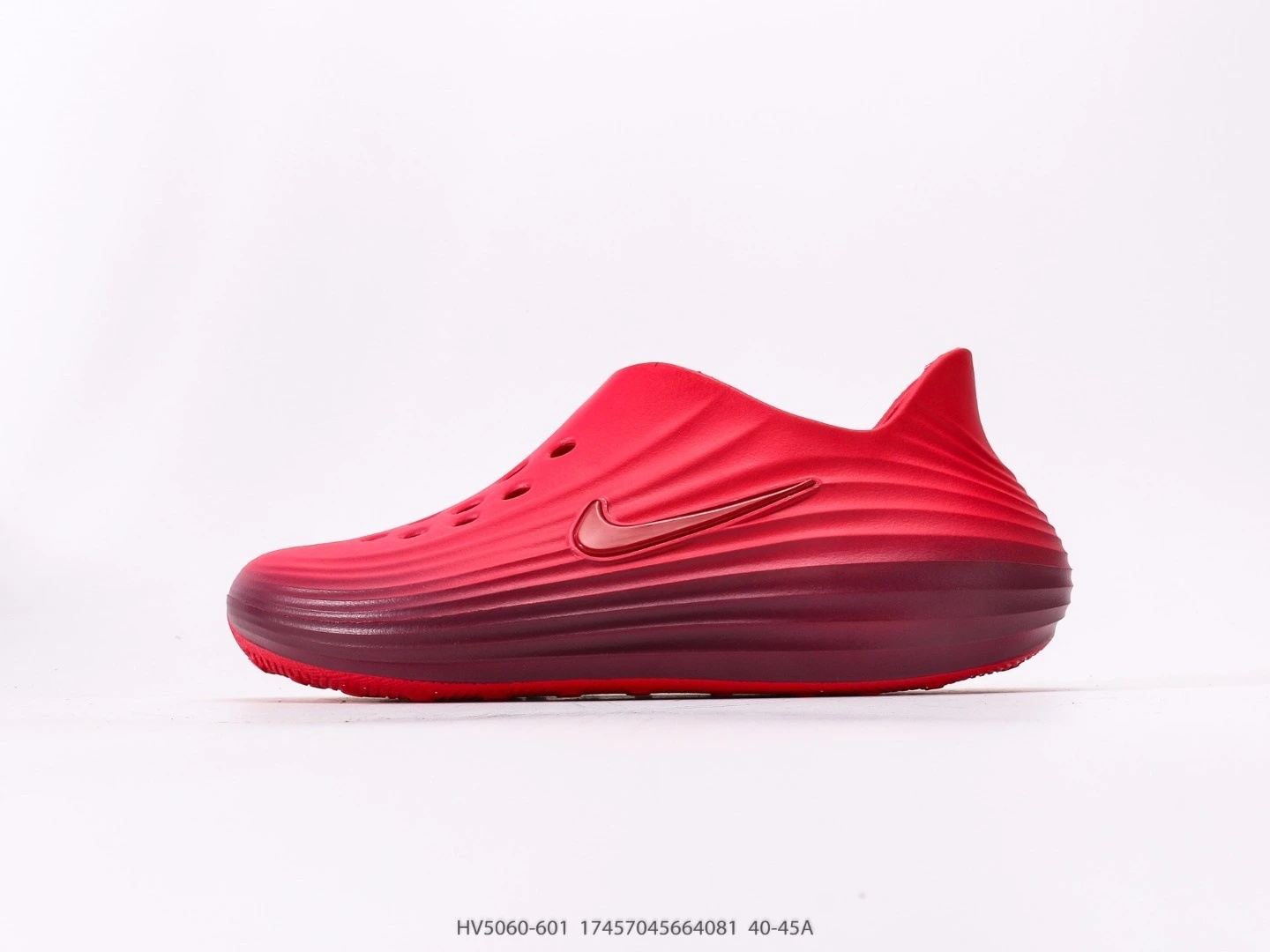 Nike Clogs Red Rubber Slip-On Ridged Design HV5060