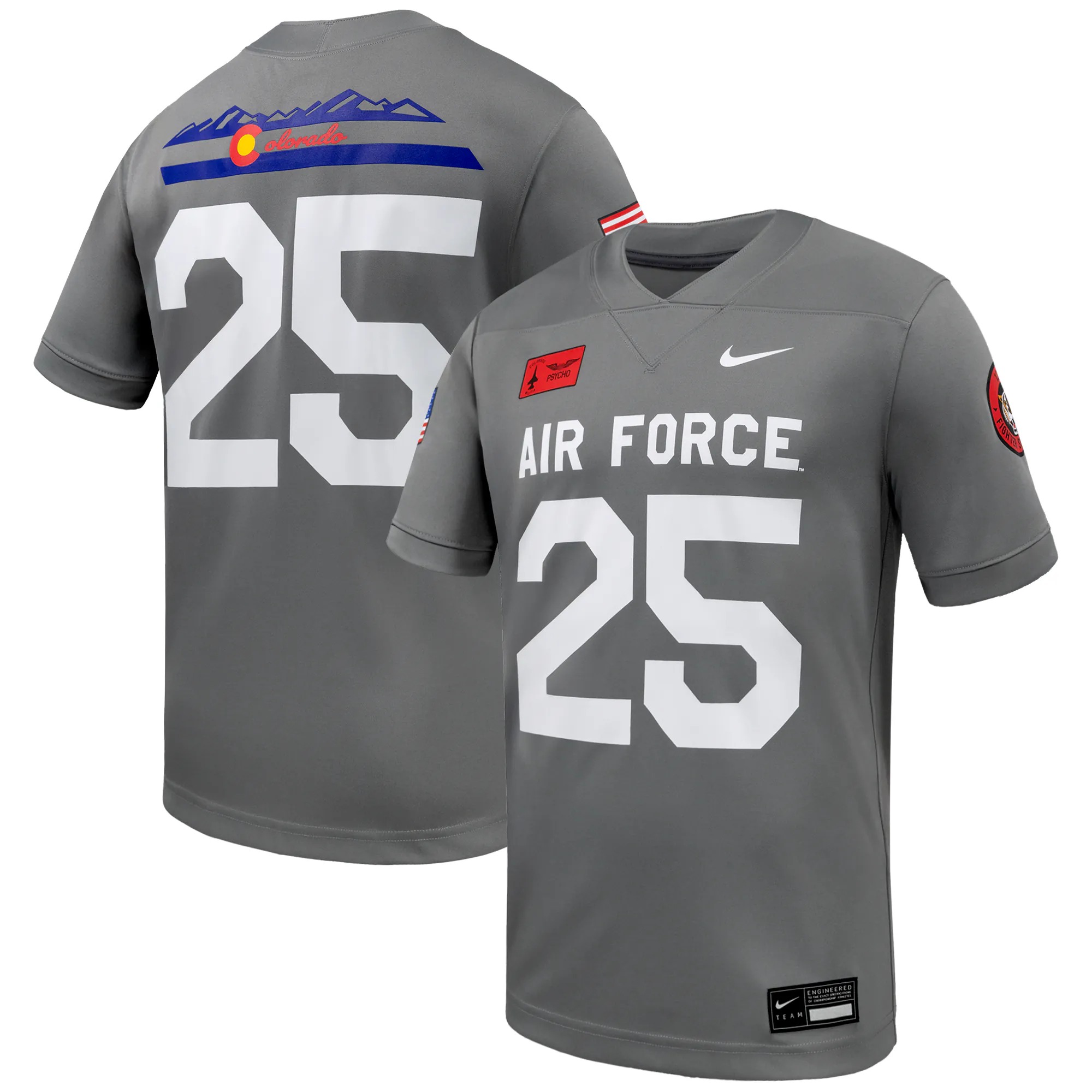 Hunk Wear - #25 Air Force Falcons Nike APLS Fighting Falcon Collection Game Football Jersey - Gray