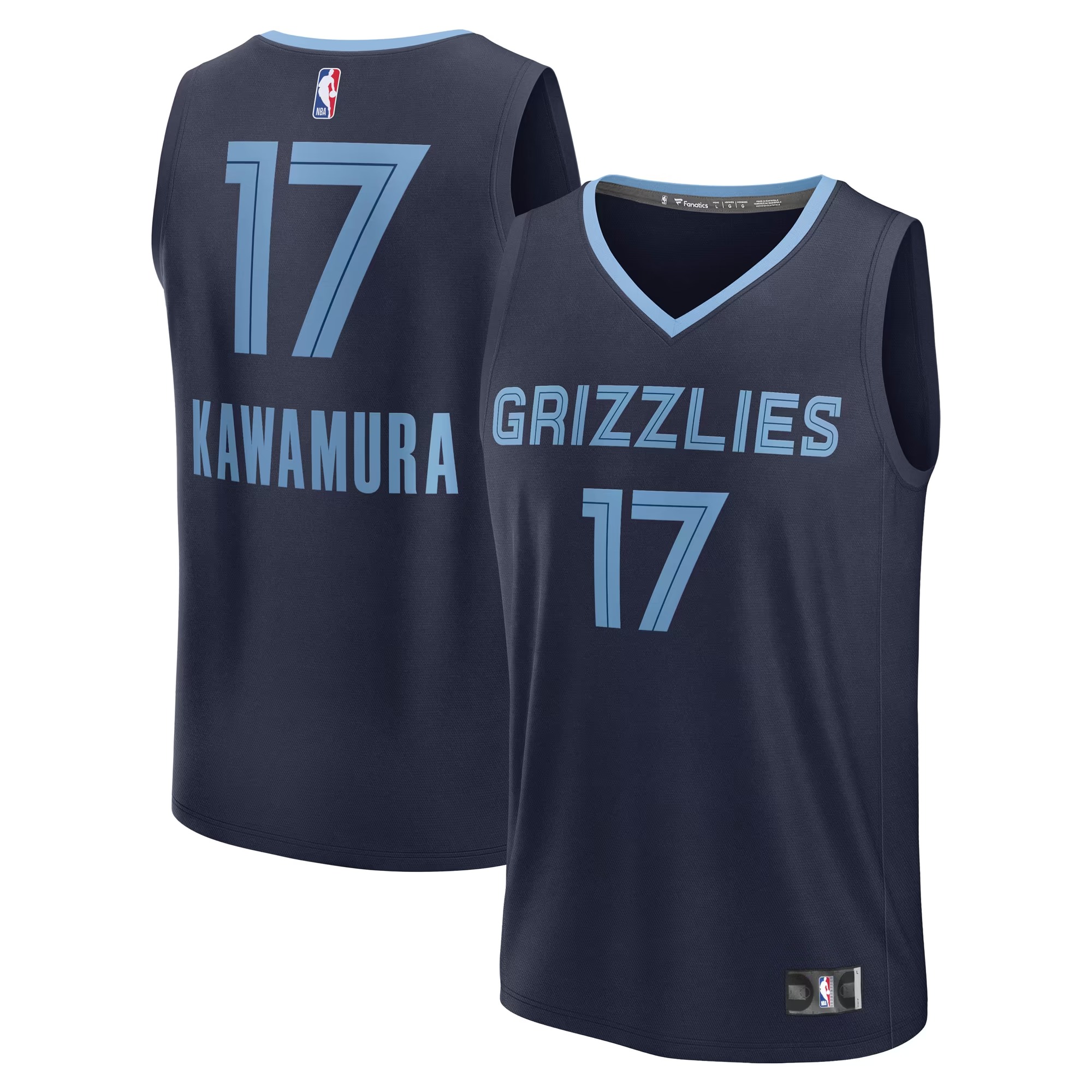 Hunk Wear - Yuki Kawamura Memphis Grizzlies Fanatics Fast Break Replica Player Jersey - Icon Edition - Navy