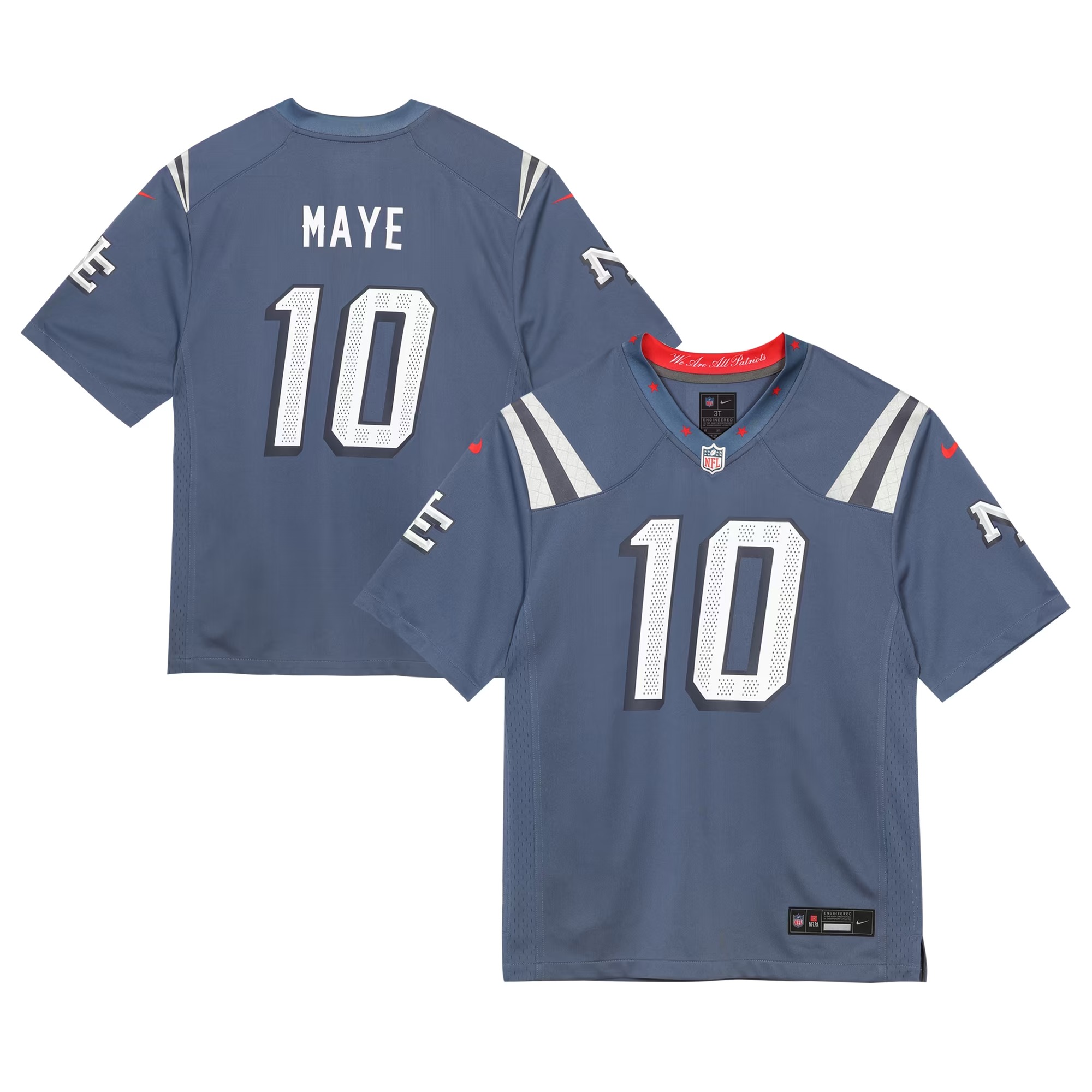 Hunk Wear - Drake Maye New England Patriots Nike Toddler Rivalries Collection Game Jersey - Blue