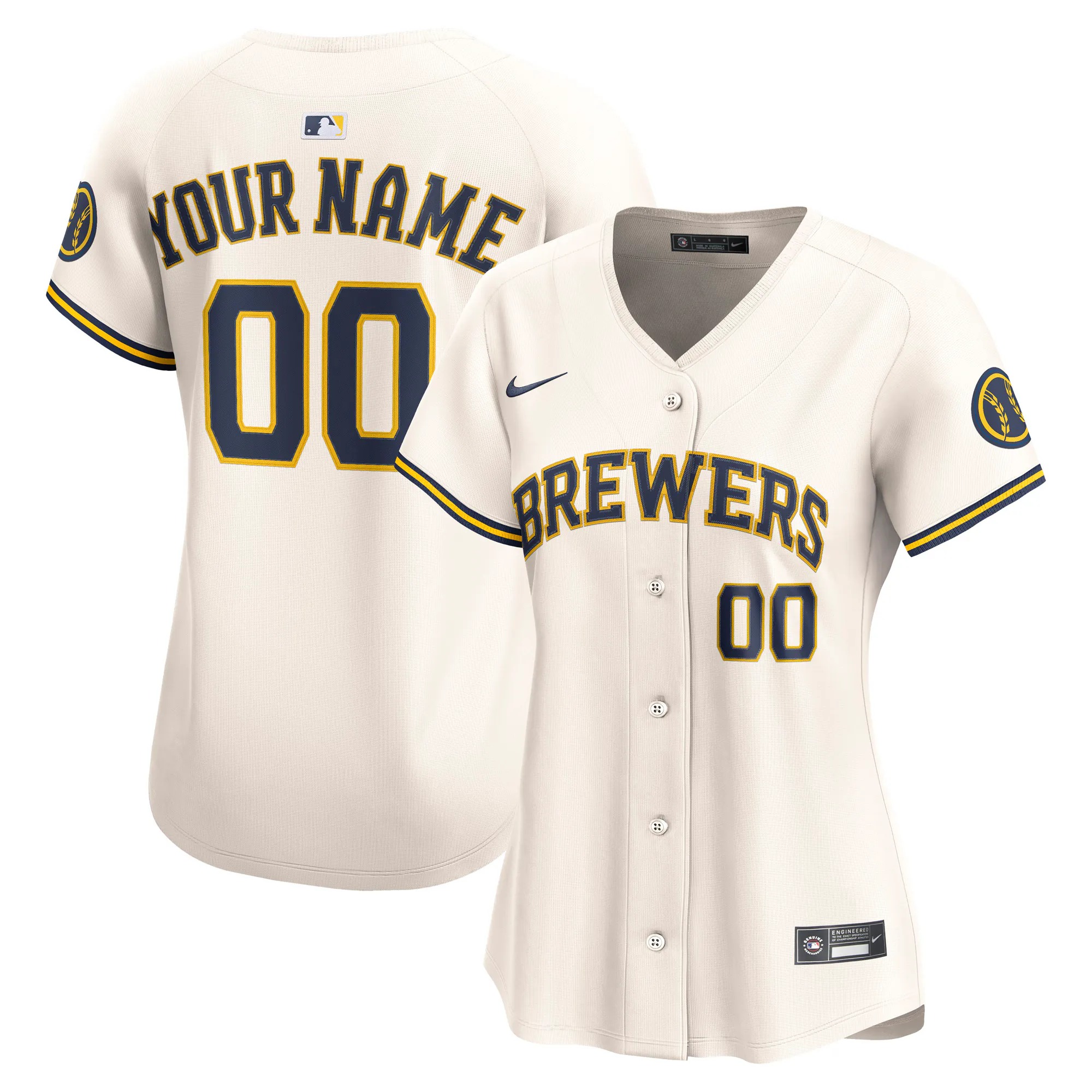 Hunk Wear - Milwaukee Brewers Nike Women's Home Limited Custom Jersey - Cream