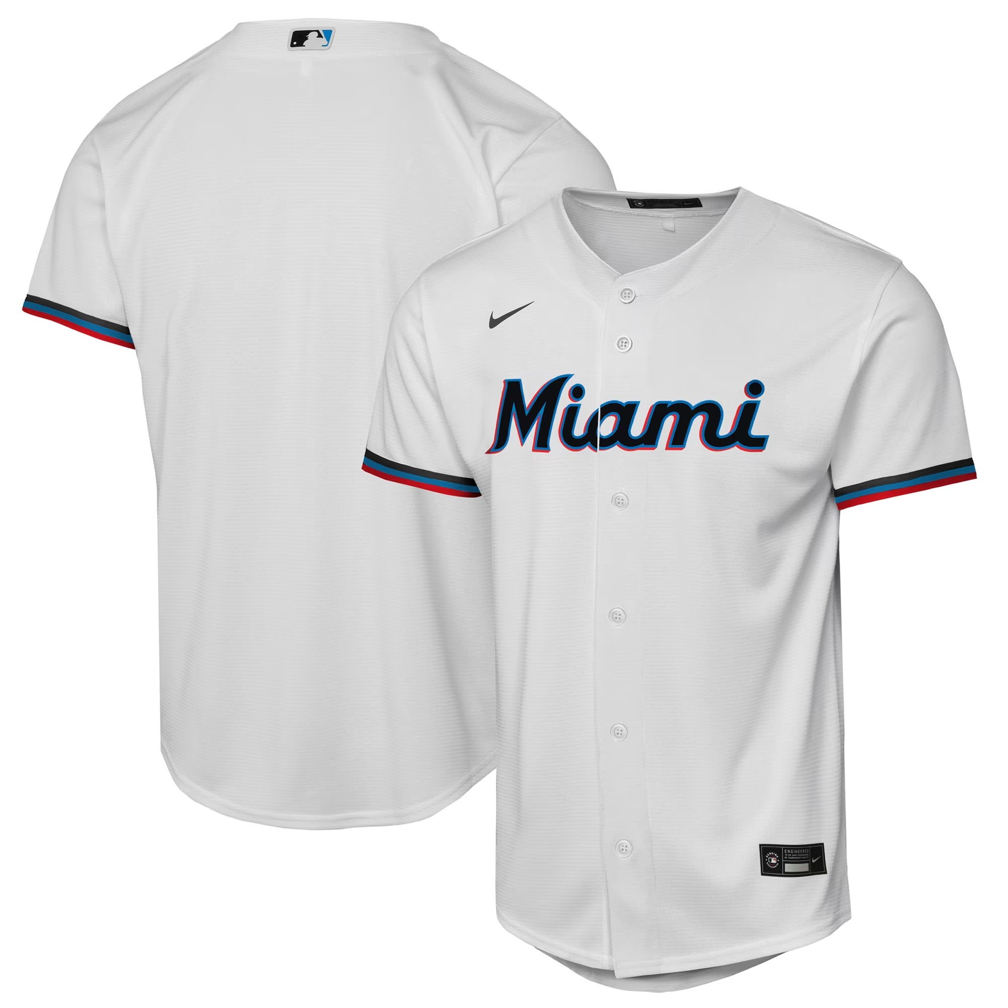 Hunk Wear - Miami Marlins Nike Youth Home Replica Jersey - White