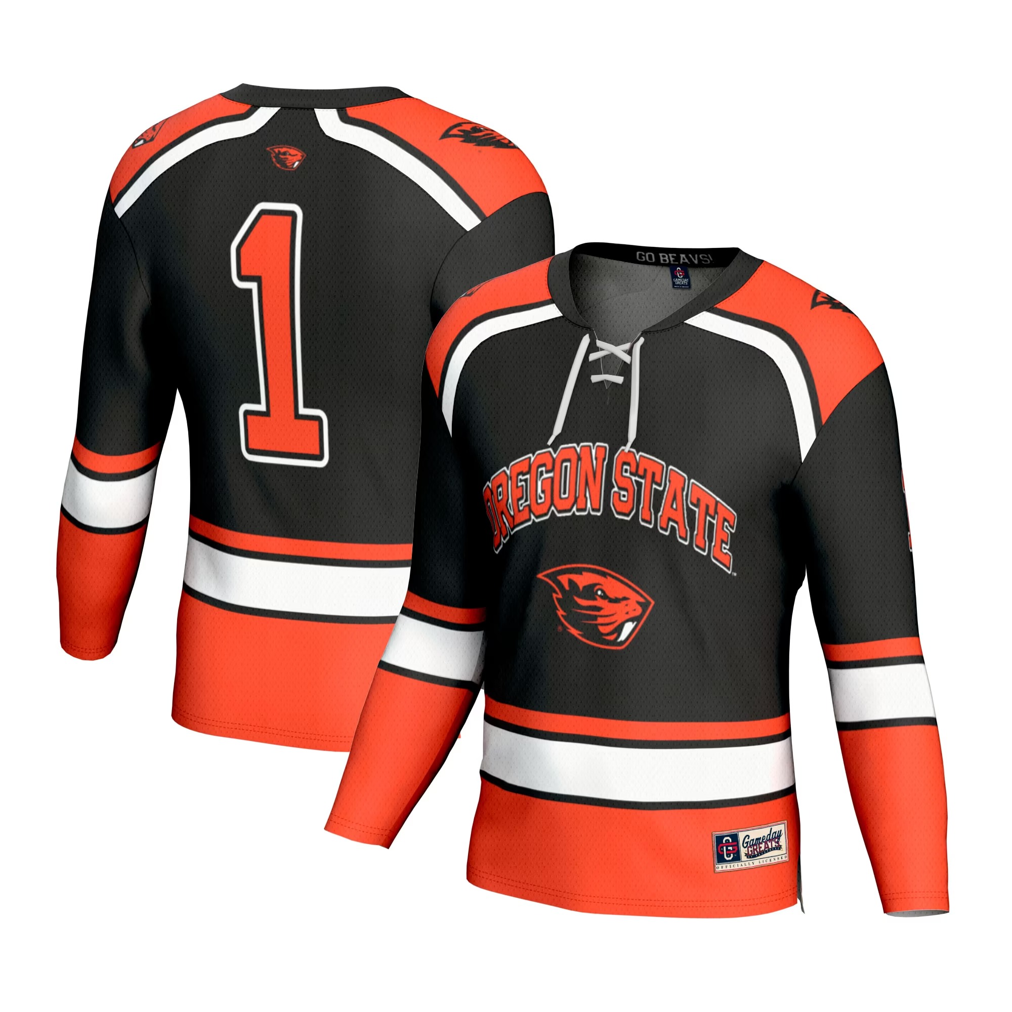Hunk Wear - #1 Oregon State Beavers GameDay Greats Youth Lightweight Hockey Fashion Jersey - Black