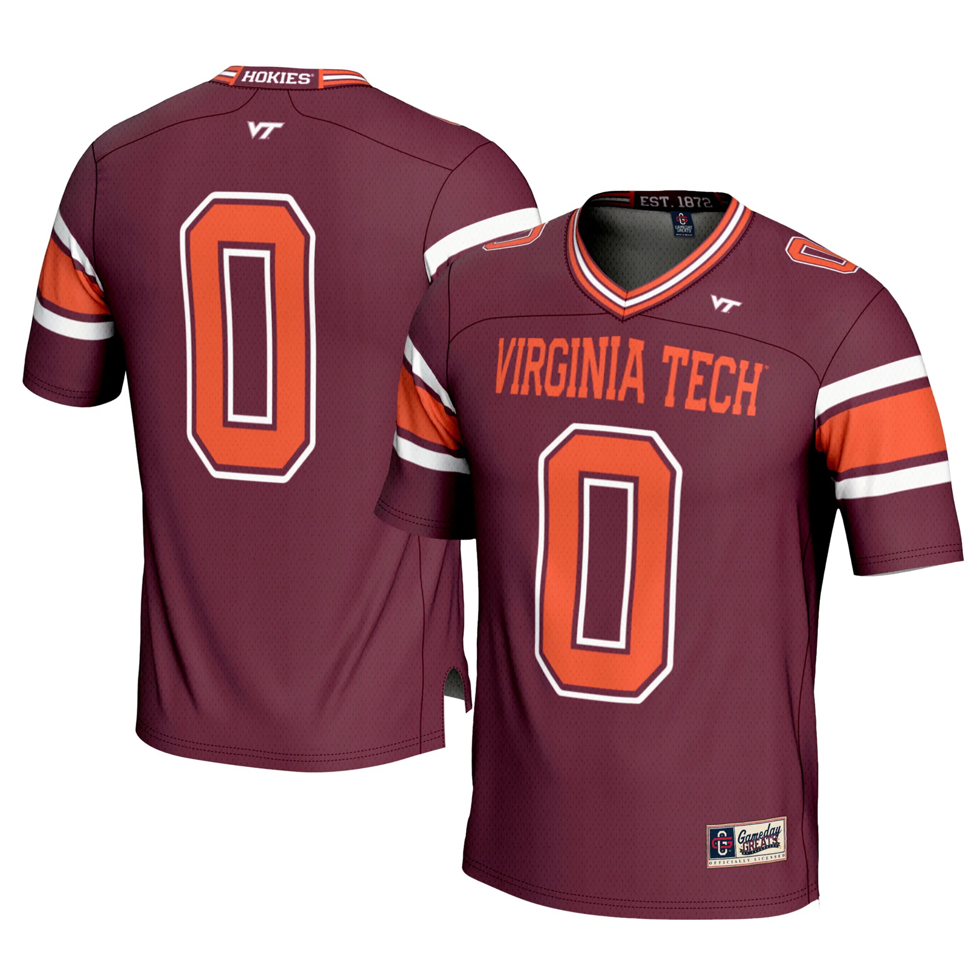 Hunk Wear - #0 Virginia Tech Hokies GameDay Greats Youth Football Jersey - Maroon