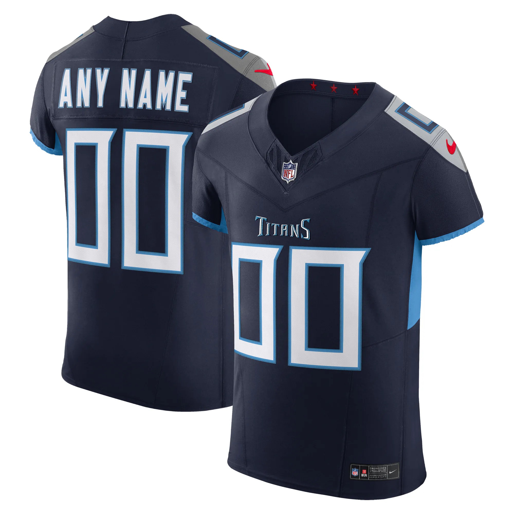 Hunk Wear - Tennessee Titans Nike Vapor F.U.S.E. Elite Custom Jersey - Navy