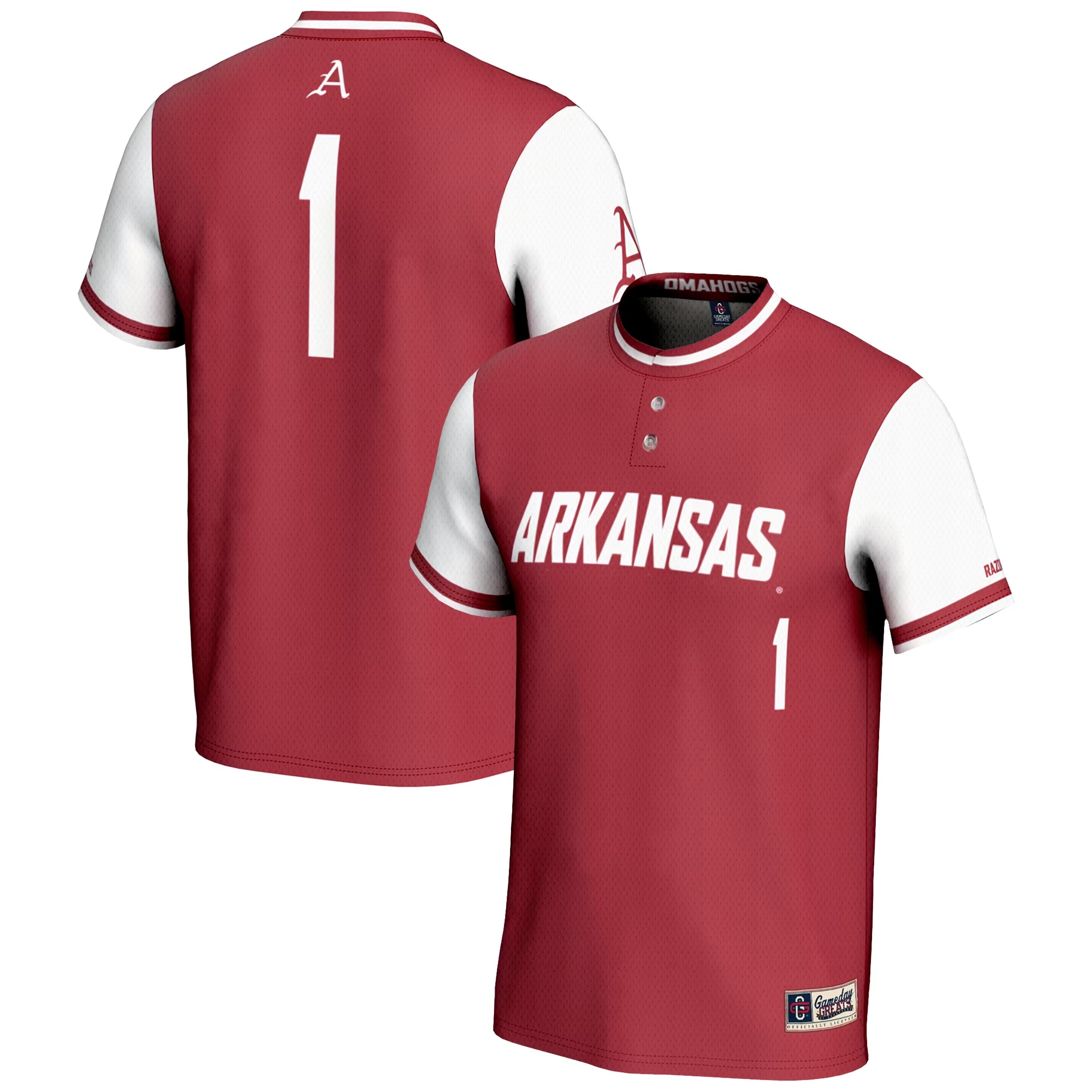 Hunk Wear - #1 Arkansas Razorbacks GameDay Greats Unisex Lightweight Softball Jersey - Cardinal