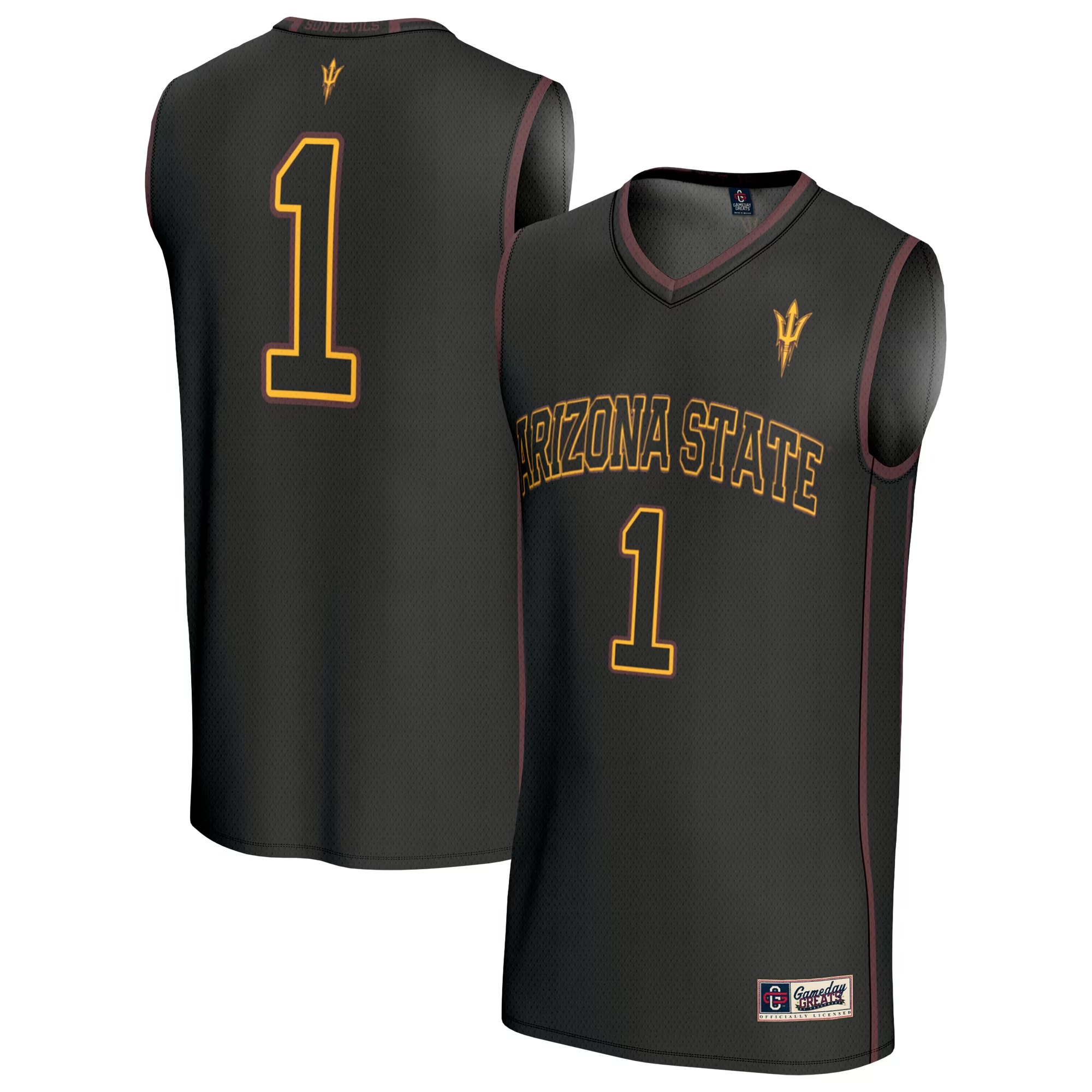 Hunk Wear - #1 Arizona State Sun Devils GameDay Greats Unisex Lightweight Collegiate Basketball Fashion Jersey - Black