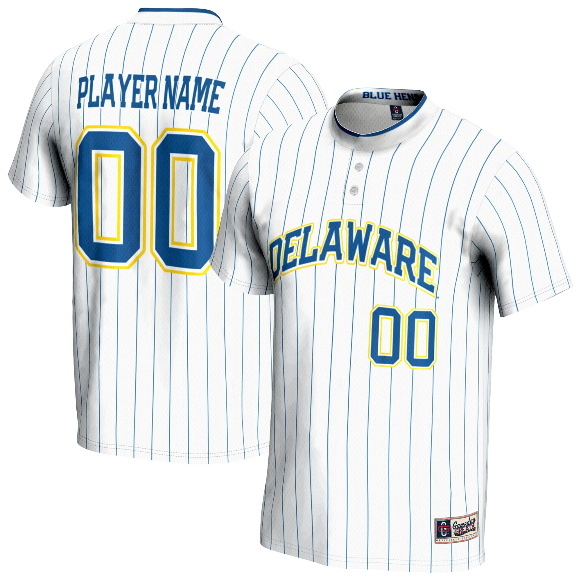 Hunk Wear - Delaware Fightin' Blue Hens GameDay Greats Unisex NIL Pick-A-Player Lightweight Softball Jersey - White
